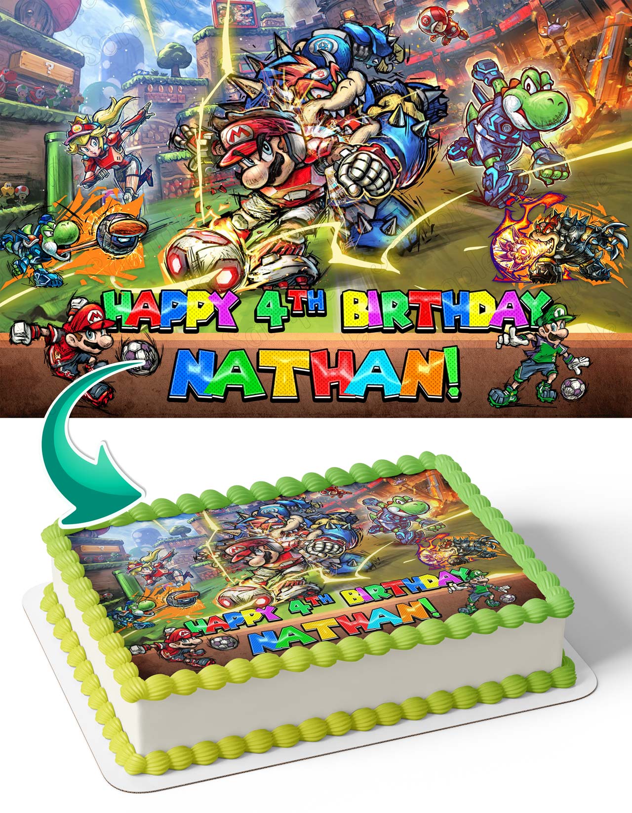 Mario Strikers Battle League Edible Cake Topper
