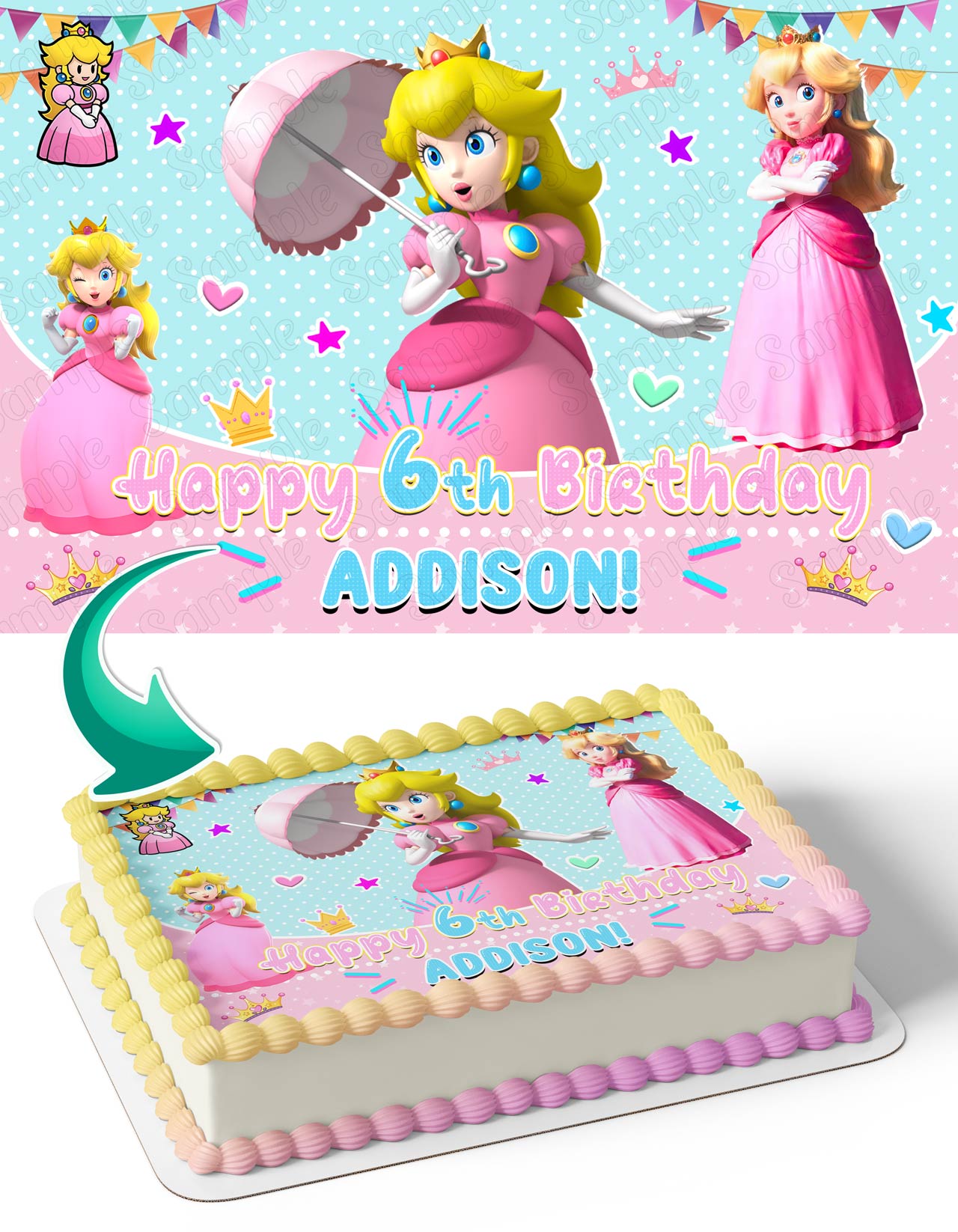 MarioBros Princess Peach Edible Cake Topper