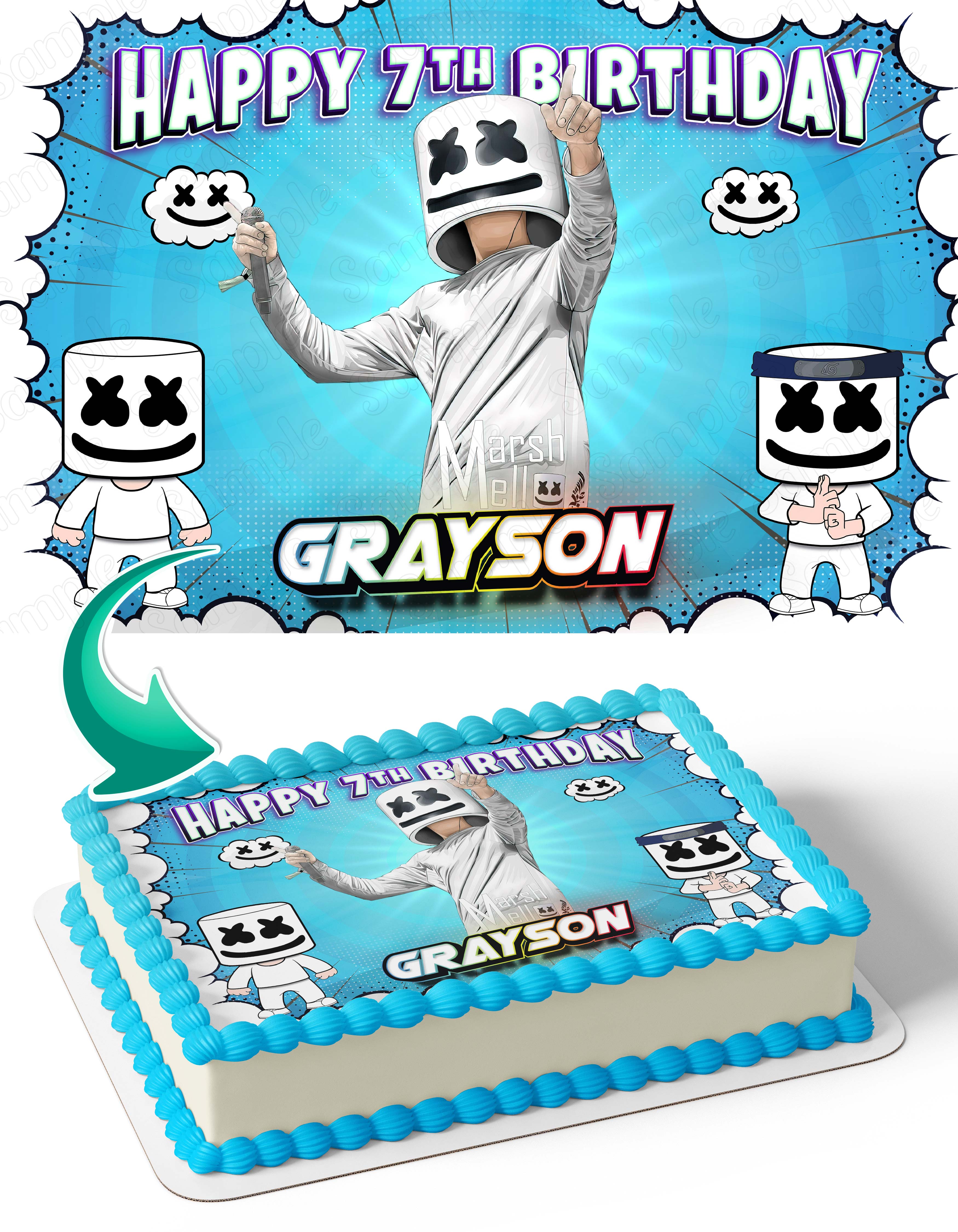 Marshmello DJ Music Gamer Edible Cake Topper