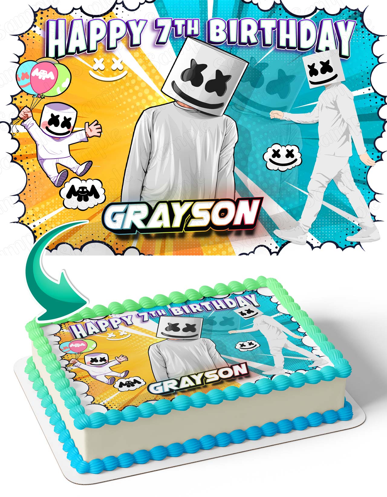 Marshmello DJ Music Gamer Beats Edible Cake Topper