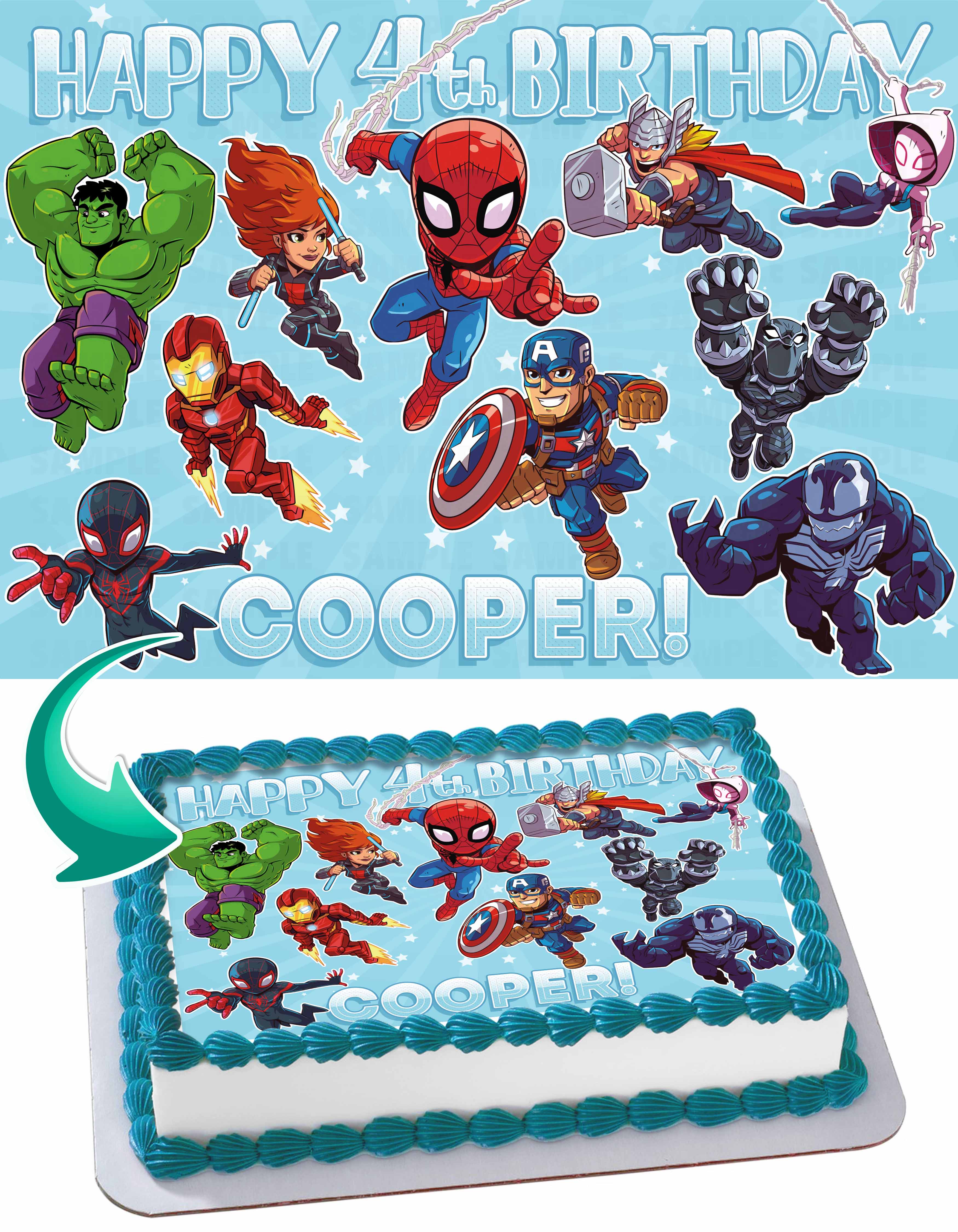 Marvol Super Hero Adventures Edible Cake Topper