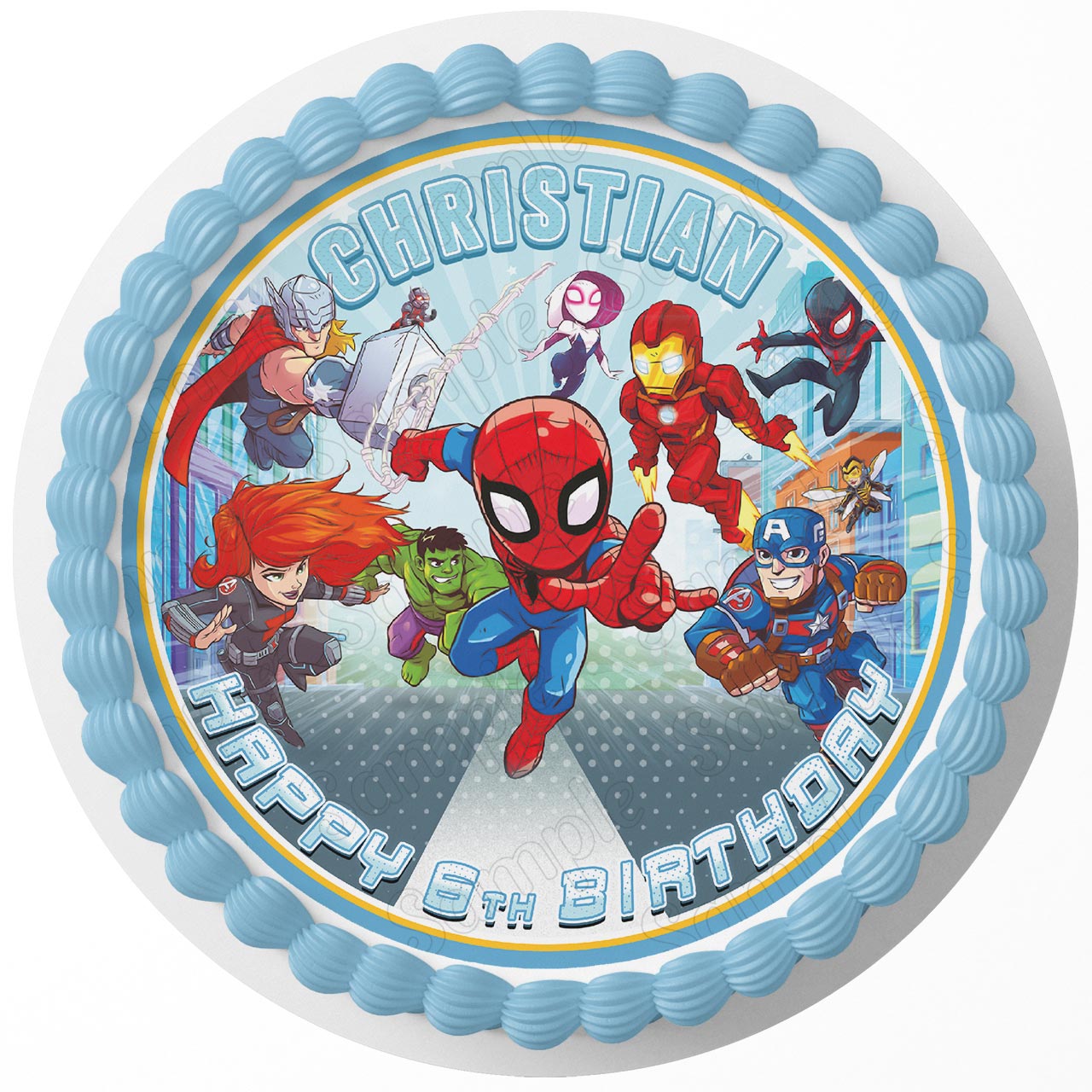 Marvol Super Hero Adventures C1 Round – Icing Sheet Birthday - Personalized Edible Cake Topper | Custom Icing Sheet | Birthday Cake Decoration