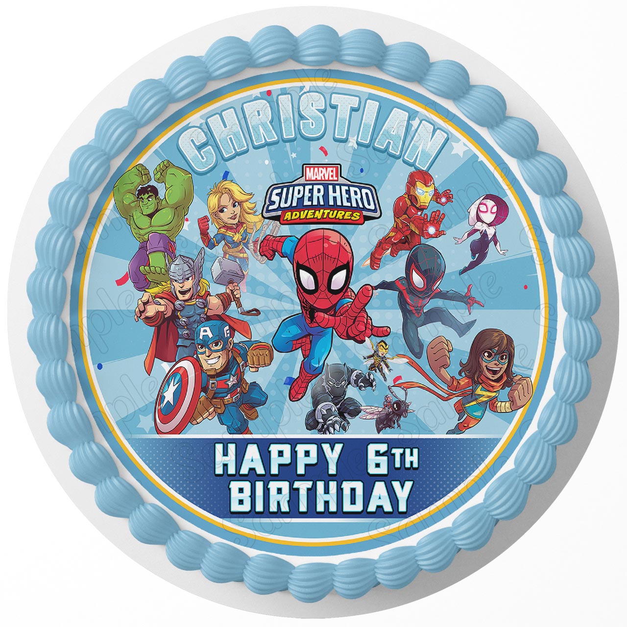 Marvol Super Hero Adventures C2 Round – Icing Sheet Birthday - Personalized Edible Cake Topper | Custom Icing Sheet | Birthday Cake Decoration