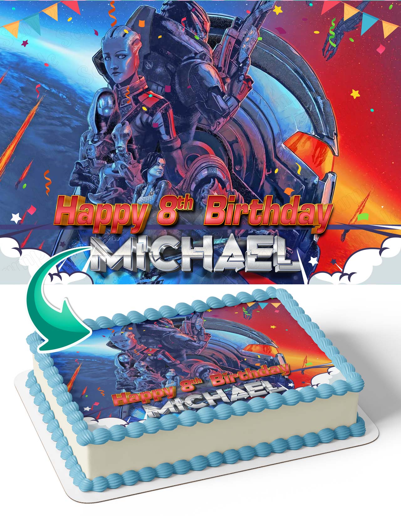 Mass Effect Game Edible Cake Topper