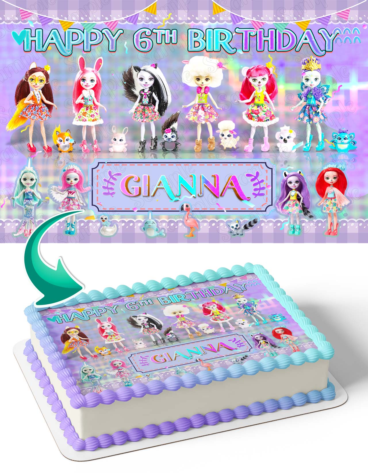 Mattel Enchantimals Dolls Edible Cake Topper