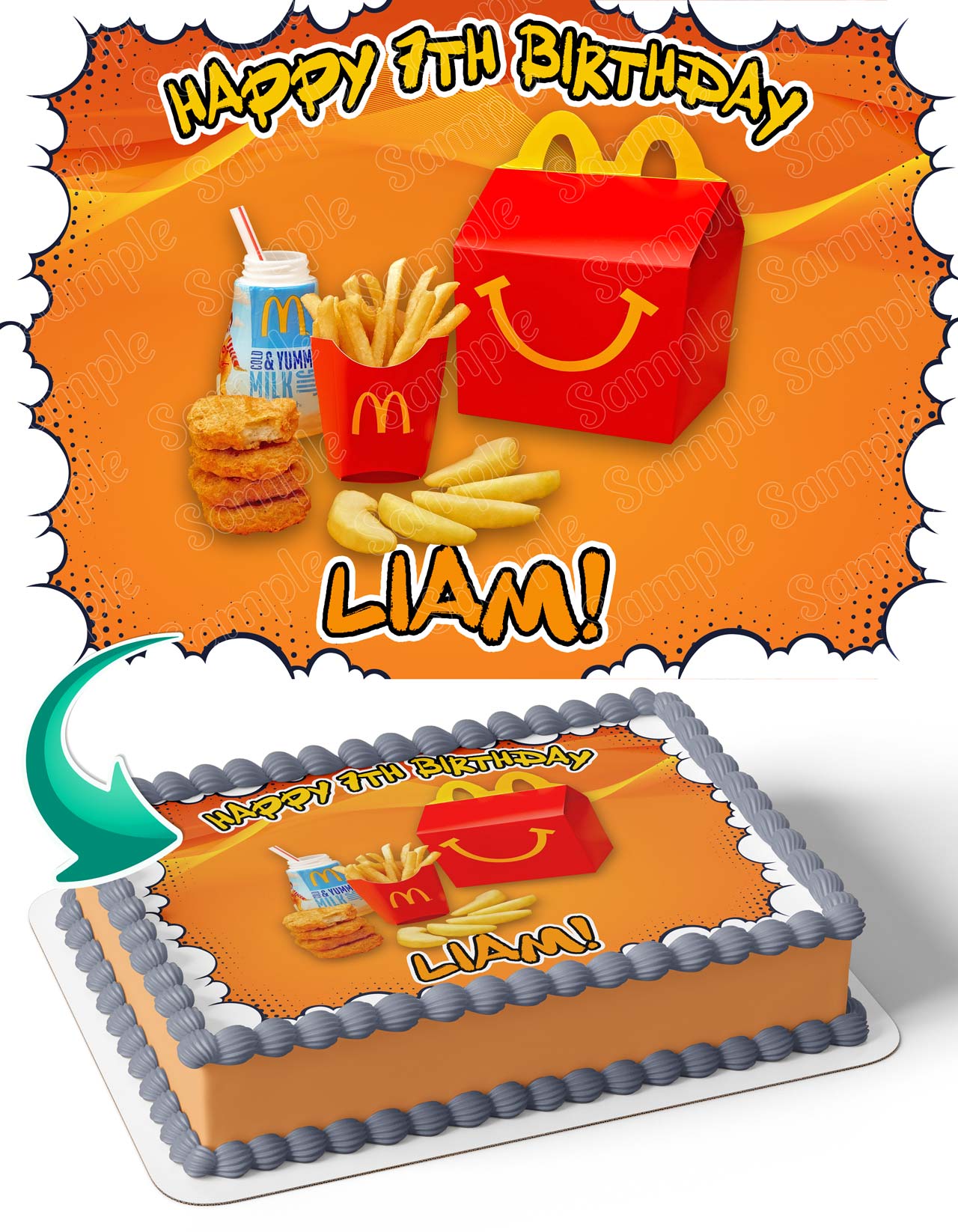 Mcdonald Happy Meal Kids Edible Cake Topper