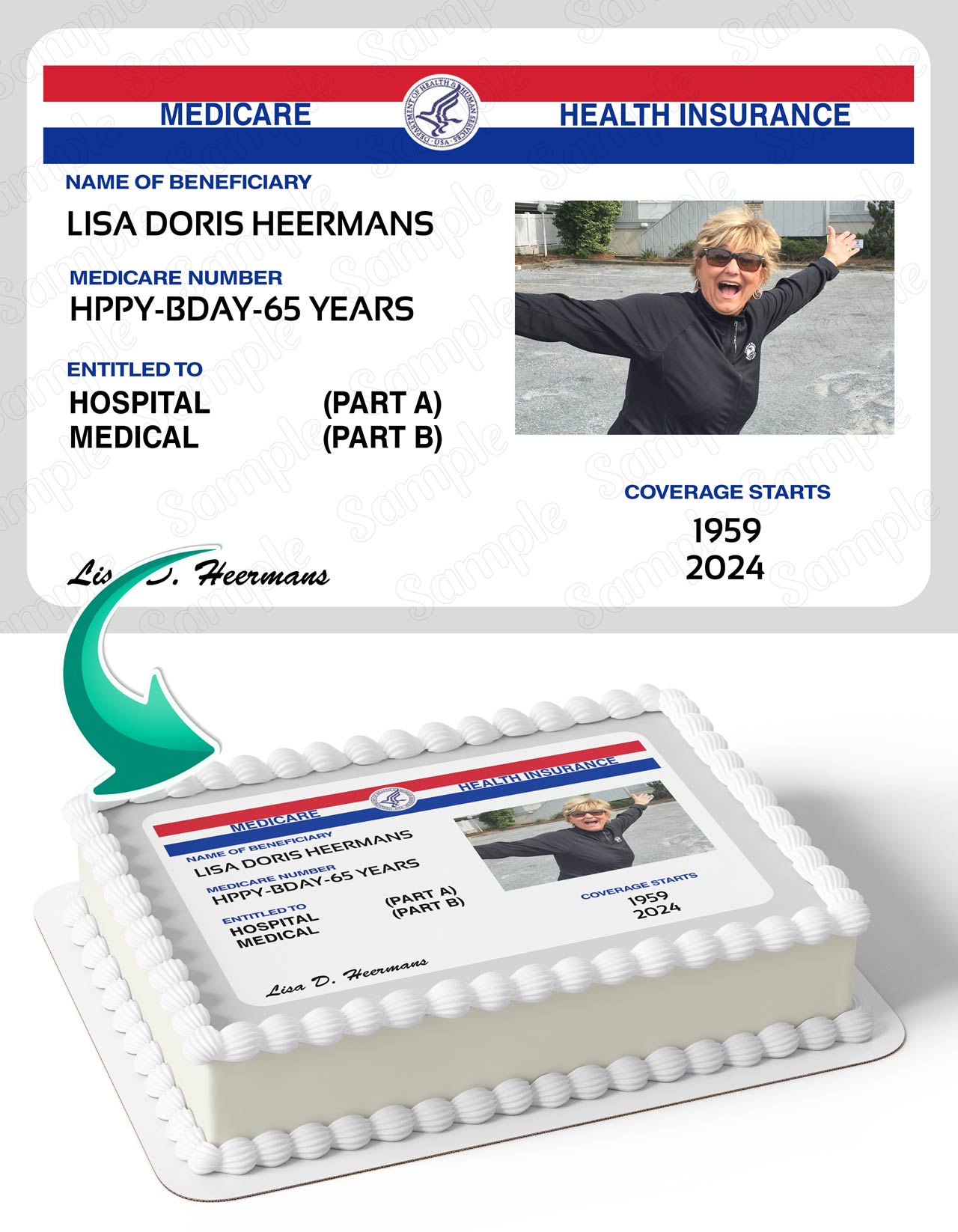 Medicare Health Insurance Photo Frame – Birthday Image - Personalized Edible Cake Topper | Custom Icing Sheet | Birthday Cake Decoration