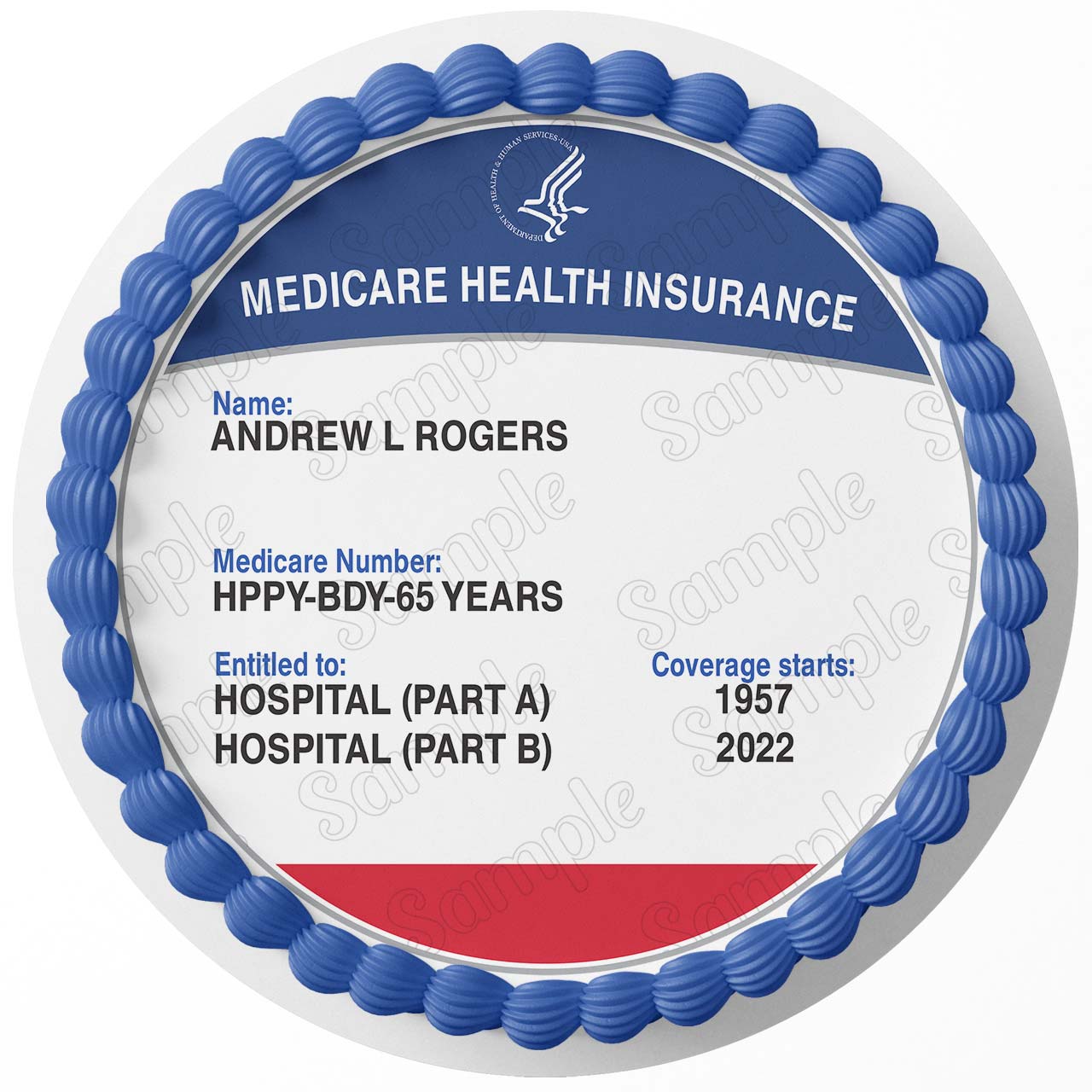 Medicare Health Insurance Round – Icing Sheet Birthday - Personalized Edible Cake Topper | Custom Icing Sheet | Birthday Cake Decoration