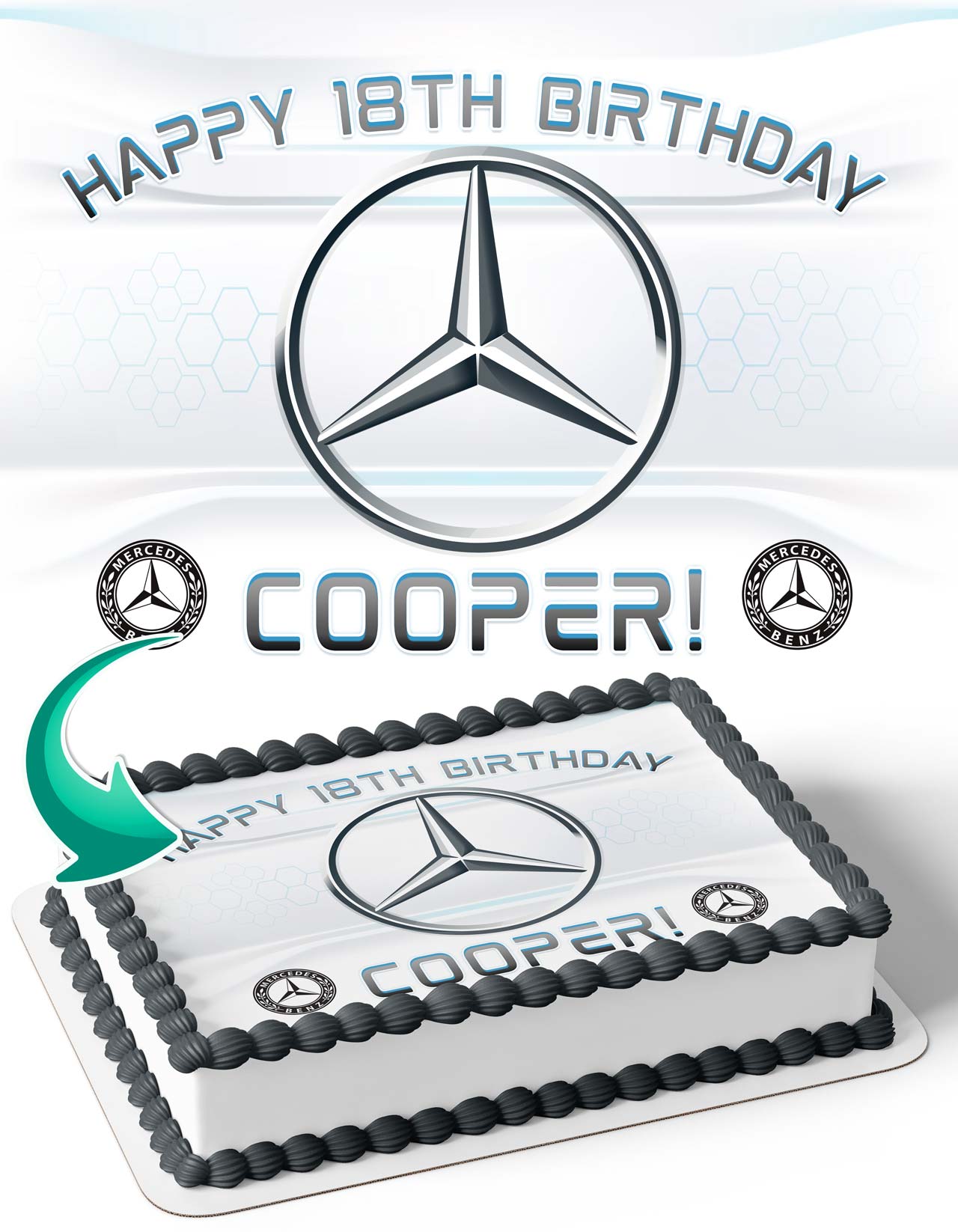 Mercedes Benz Cars Edible Cake Topper