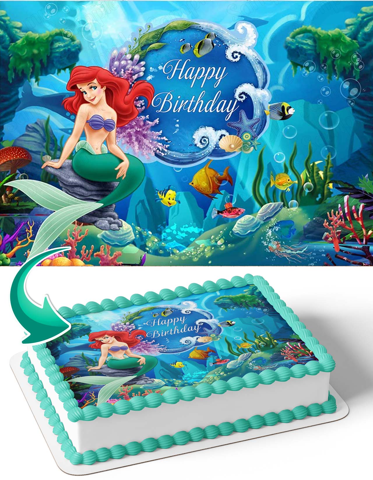 Mermaid Princess MP Edible Cake Topper