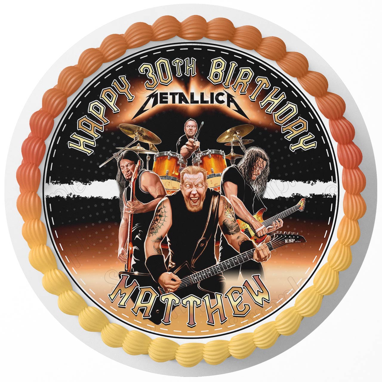 Classic Rock Band Themed Round – Icing Sheet Birthday - Personalized Edible Cake Topper | Custom Icing Sheet | Birthday Cake Decoration