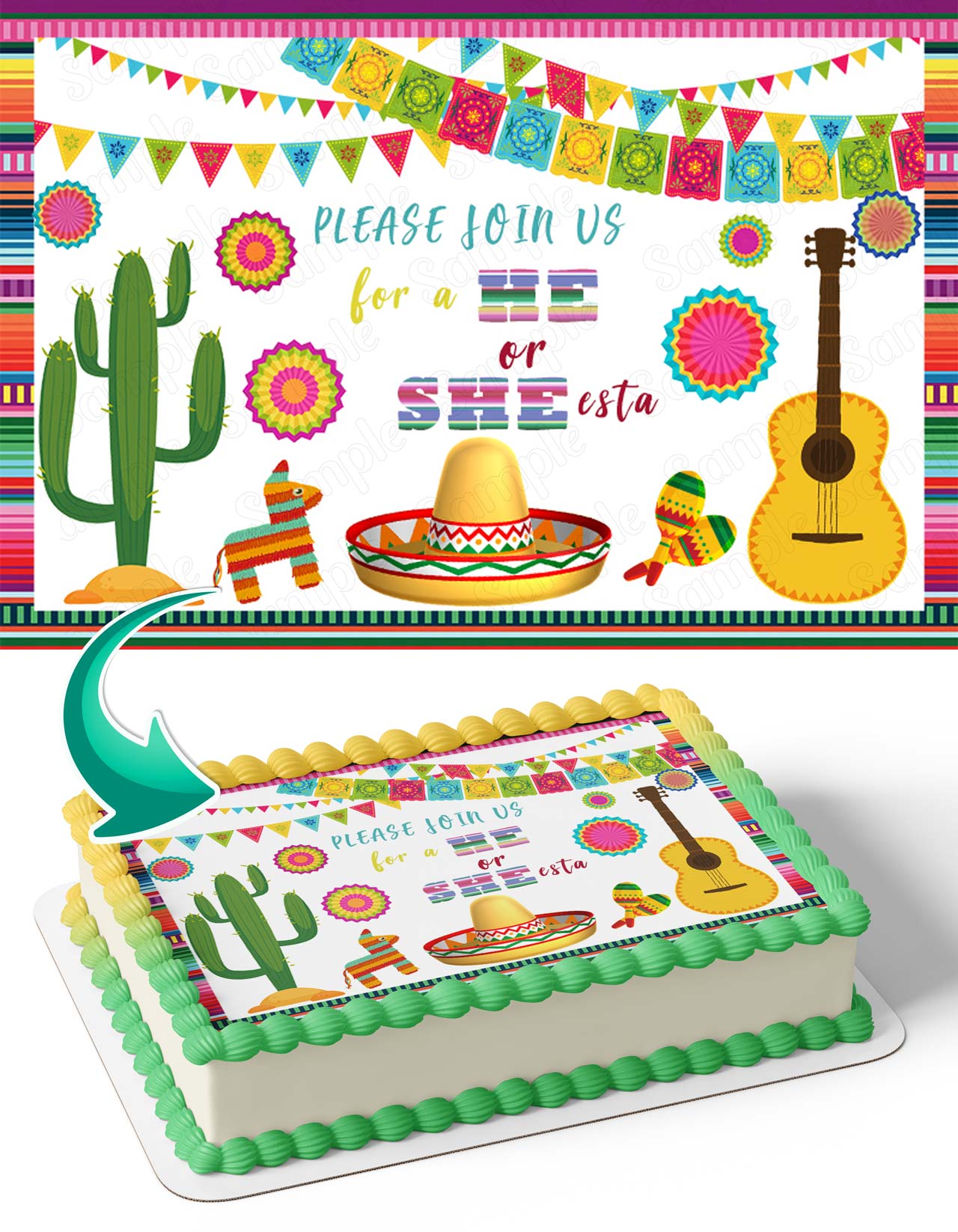 Mexican Cactus Fiesta Spanish Pinata MPP Edible Cake Topper