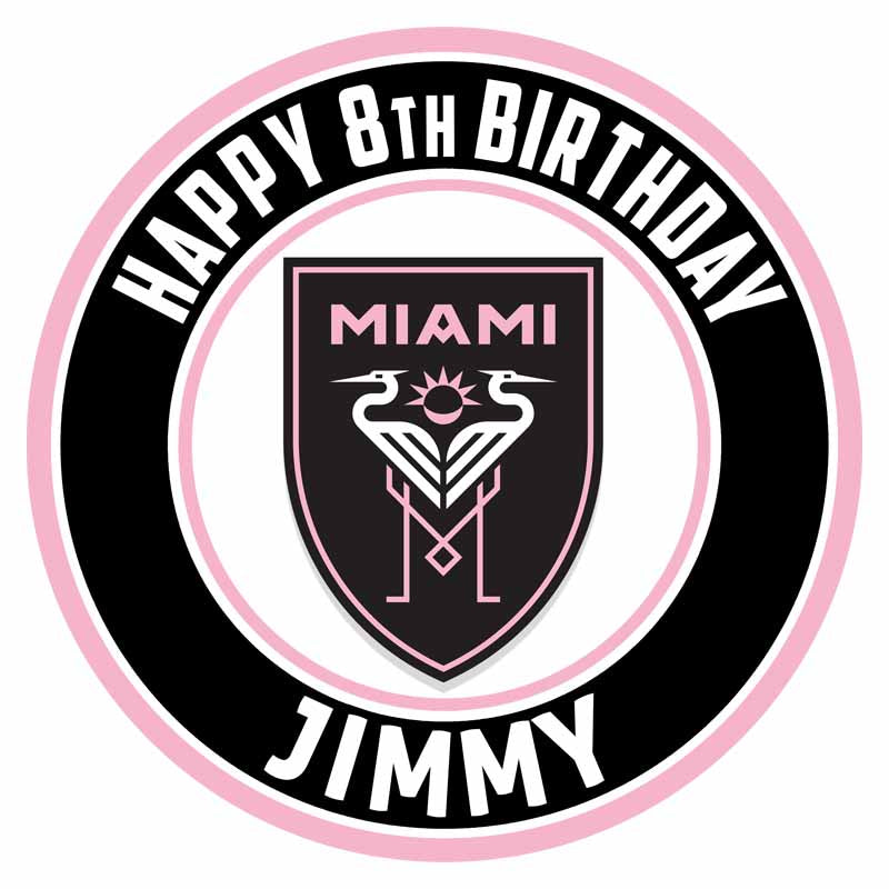 Miami FC Round – Icing Sheet Birthday - Personalized Edible Cake Topper | Custom Icing Sheet | Birthday Cake Decoration | Photo Cake Image