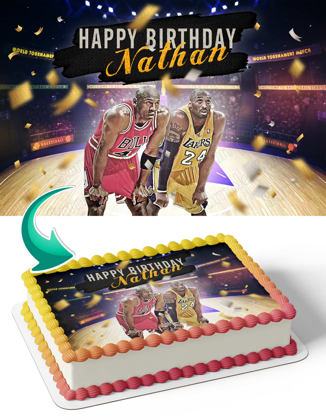 Michael Fly Kobe Bryant Greatness Edible Cake Topper