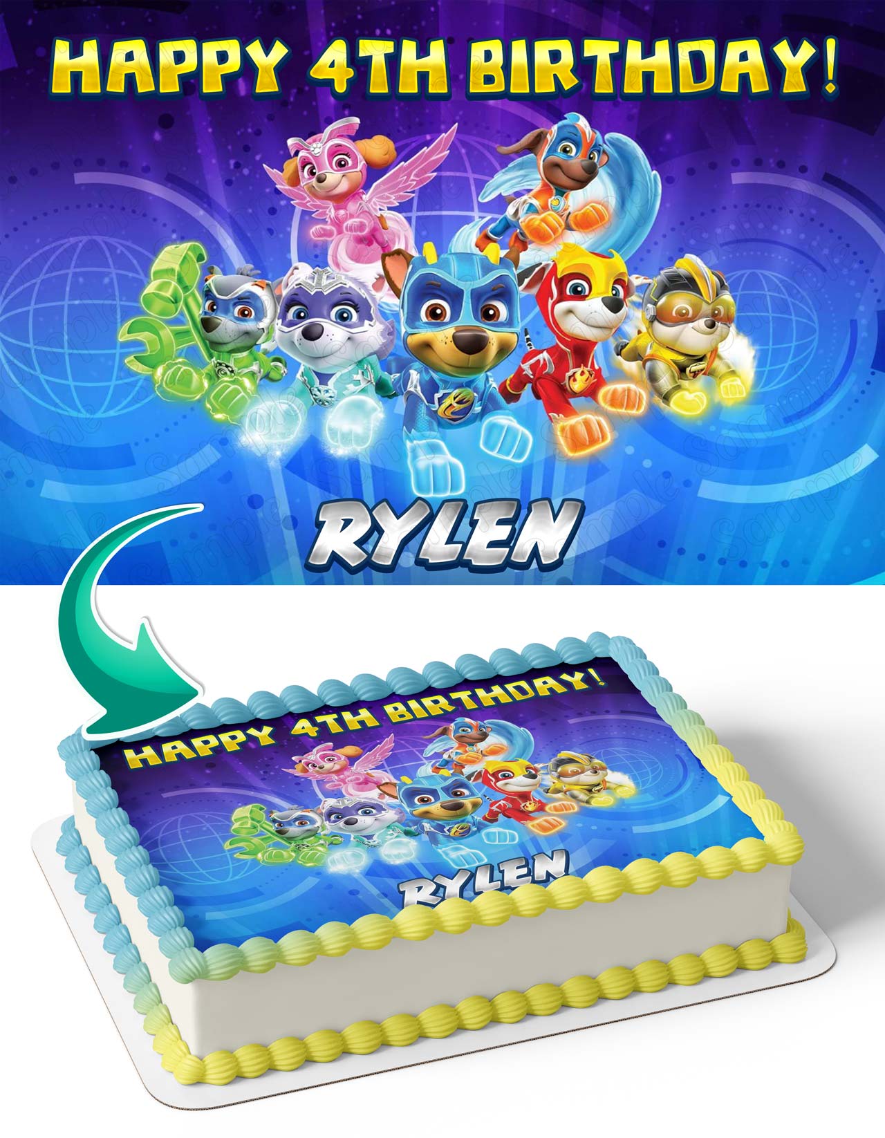 Mighty Pups Puppies Patrol PSQ Edible Cake Topper