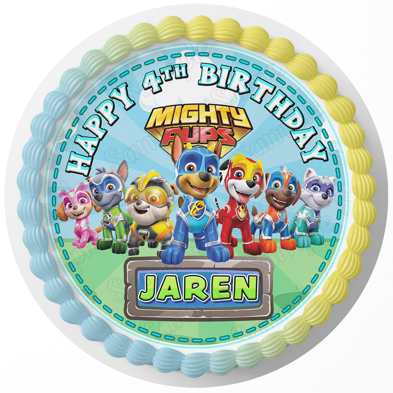 Paw Patrol Mighty Pups Paw Rangers Kids Puppies Patrol Round – Ic - Personalized Edible Cake Topper | Custom Icing Sheet | Birthday Cake Decoration