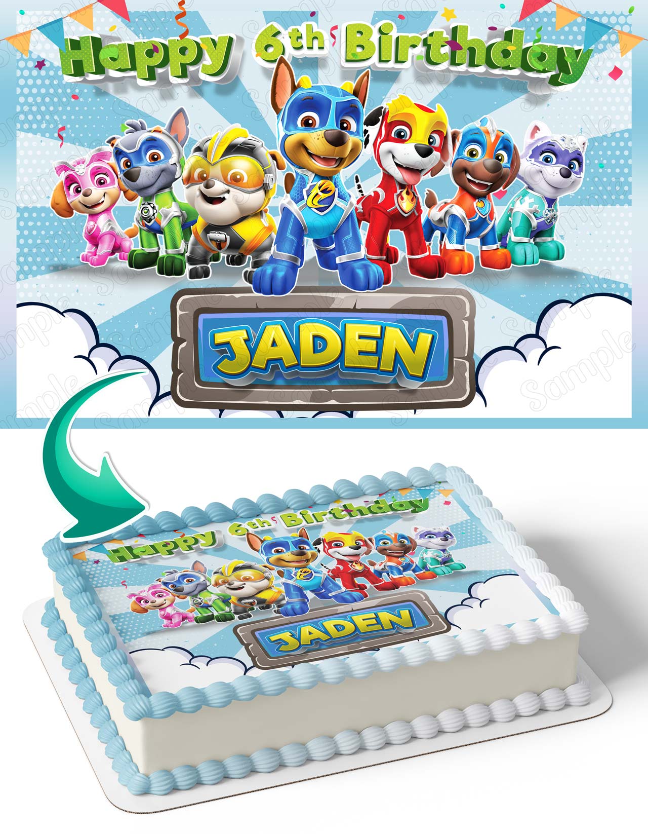 Mighty Pups Puppies Patrol Team Edible Cake Topper
