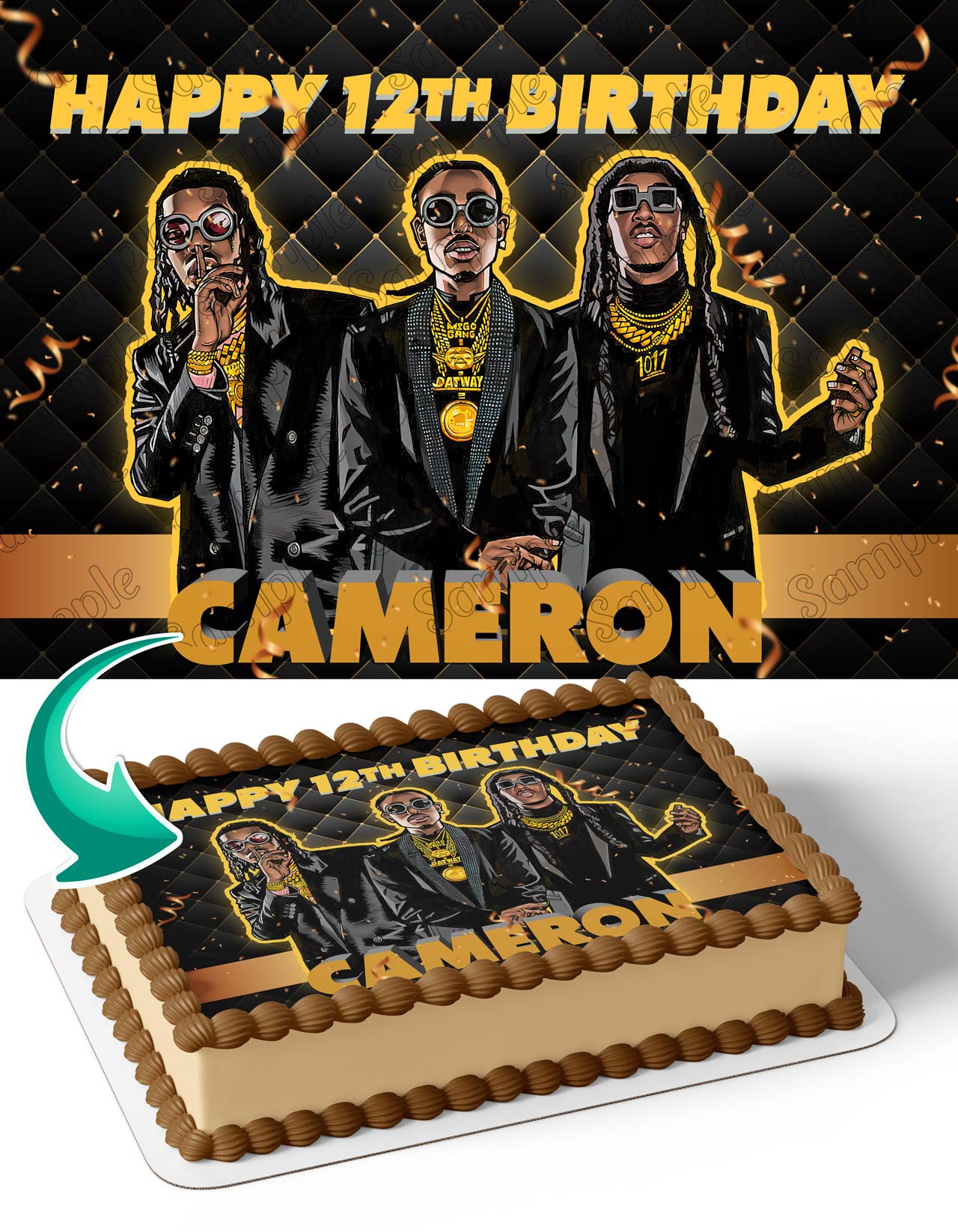 Migos Quavo Offset Takeoff Edible Cake Topper