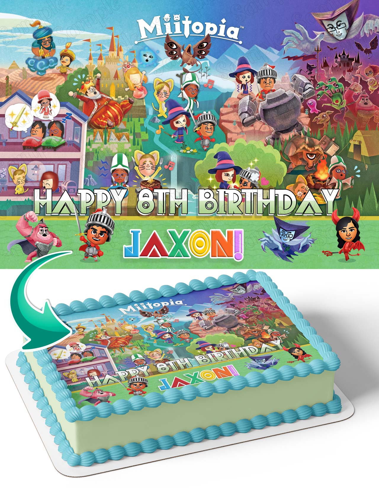 Miitopia Gaming Edible Cake Topper