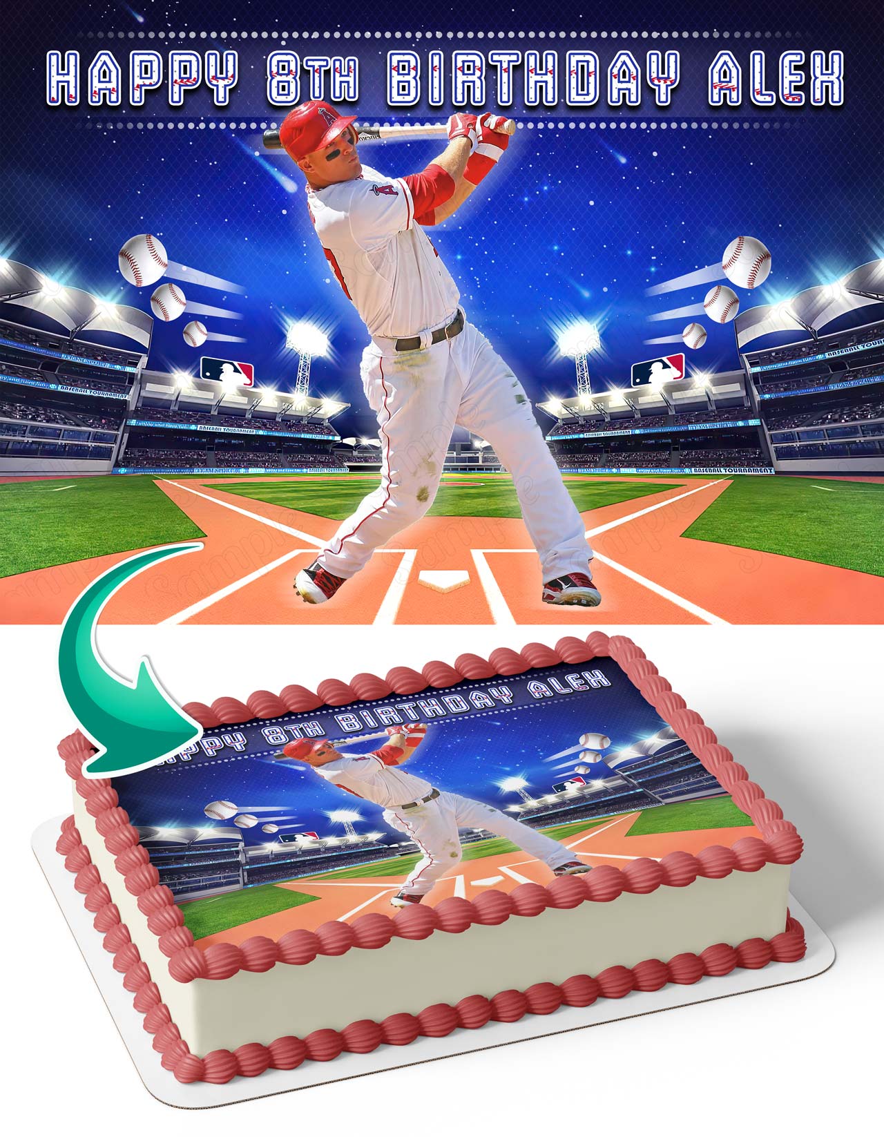 Mike Trout Angels Edible Cake Topper
