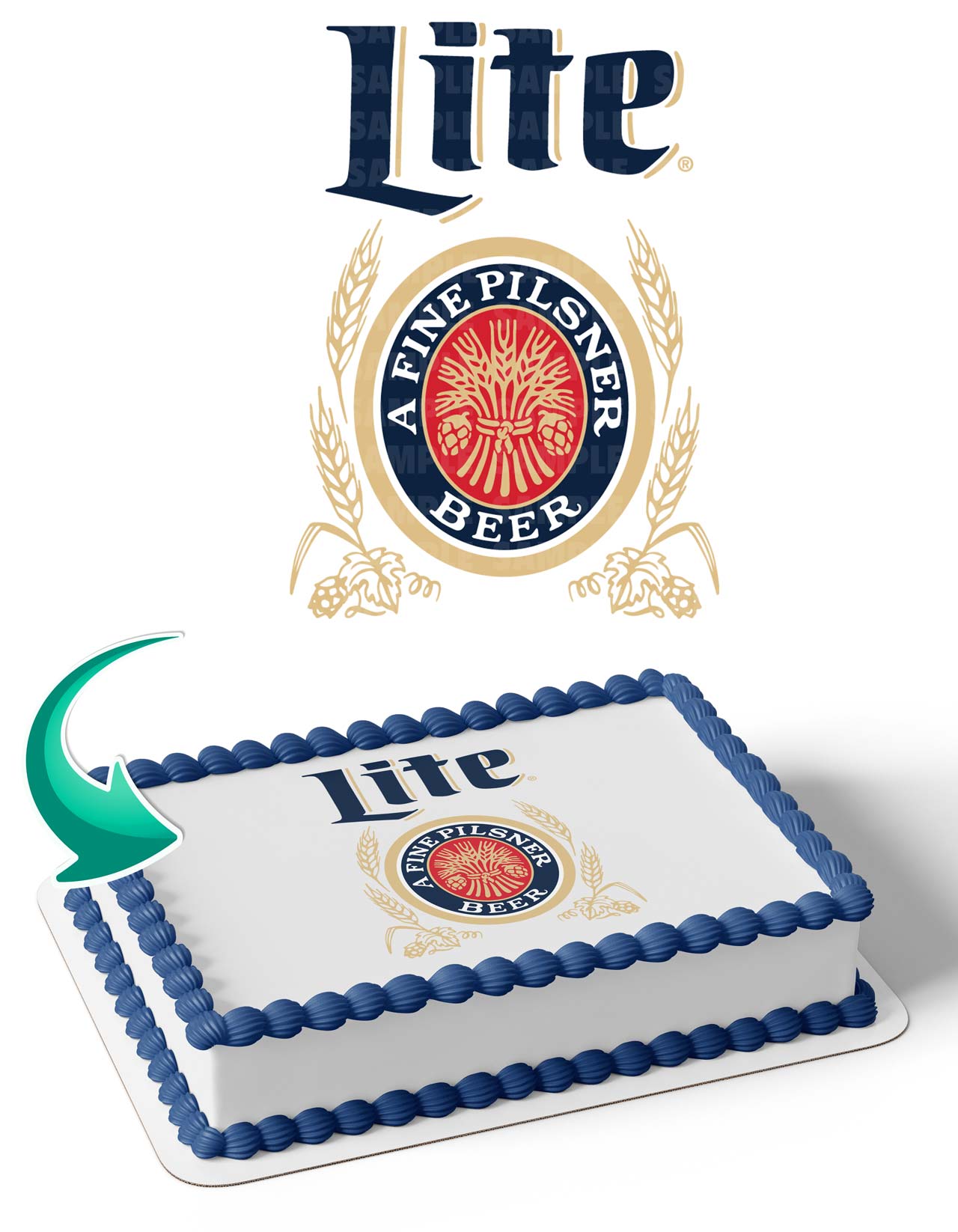 Miller Lite Beer MLL Edible Cake Topper