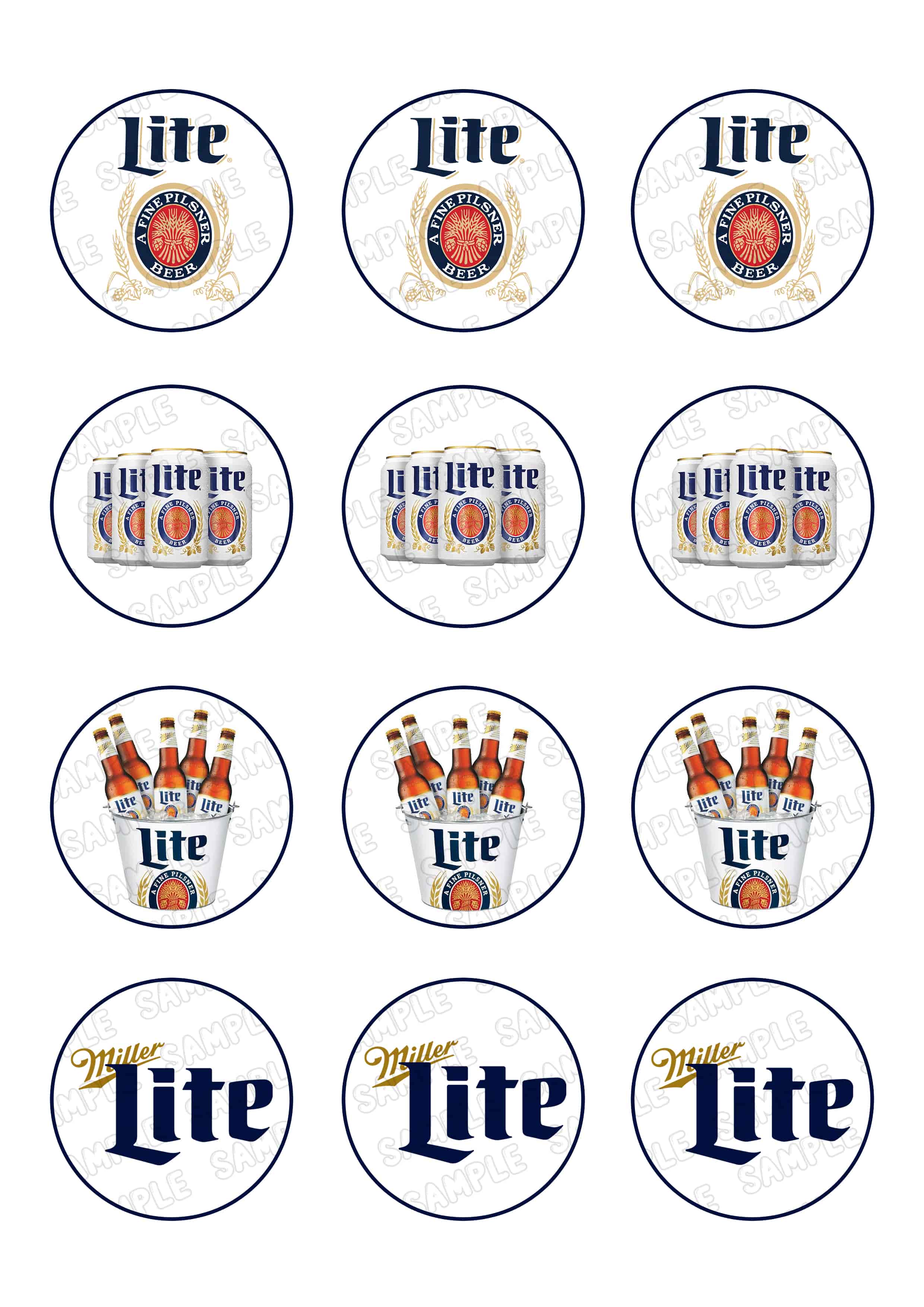Miller Lite Edible Cupcake Toppers – Round Icing Sheet Birthday P - Edible Cake Topper | Icing Sheet | Birthday Cake Decoration