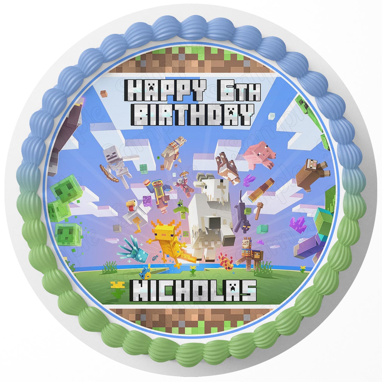 MineCraft Kids Blocks Game Cave and Cliffs Round – Icing Sheet Bi - Personalized Edible Cake Topper | Custom Icing Sheet | Birthday Cake Decoration