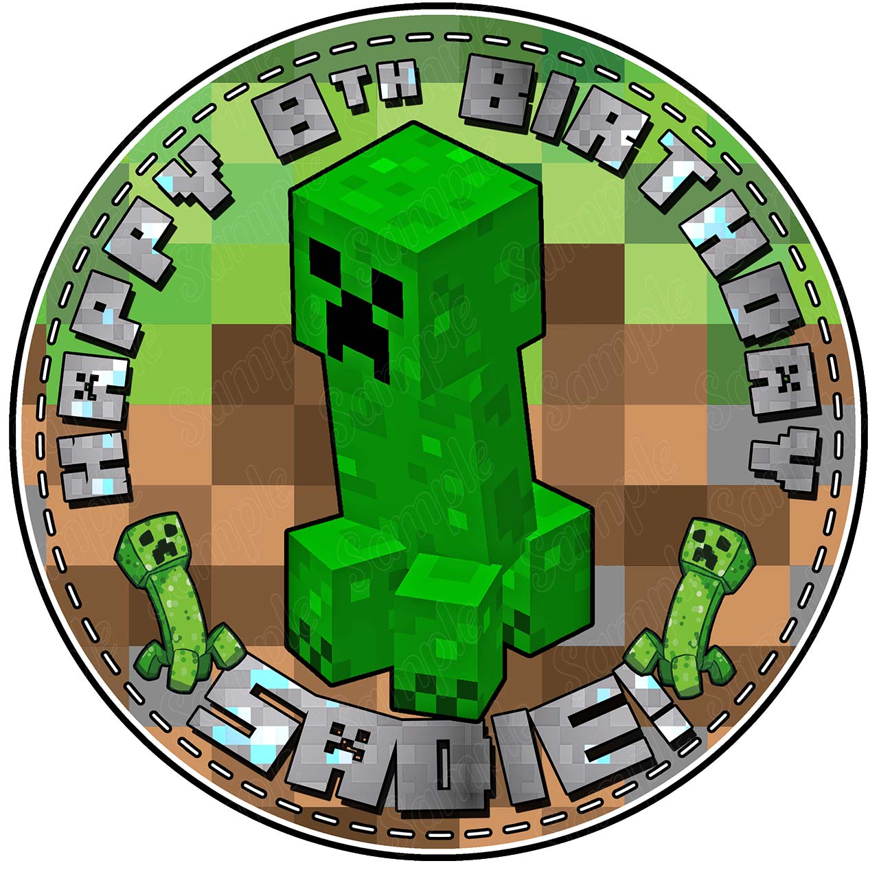 MineCraft Kids Blocks Game Creeper Round – Icing Sheet Birthday - Personalized Edible Cake Topper | Custom Icing Sheet | Birthday Cake Decoration