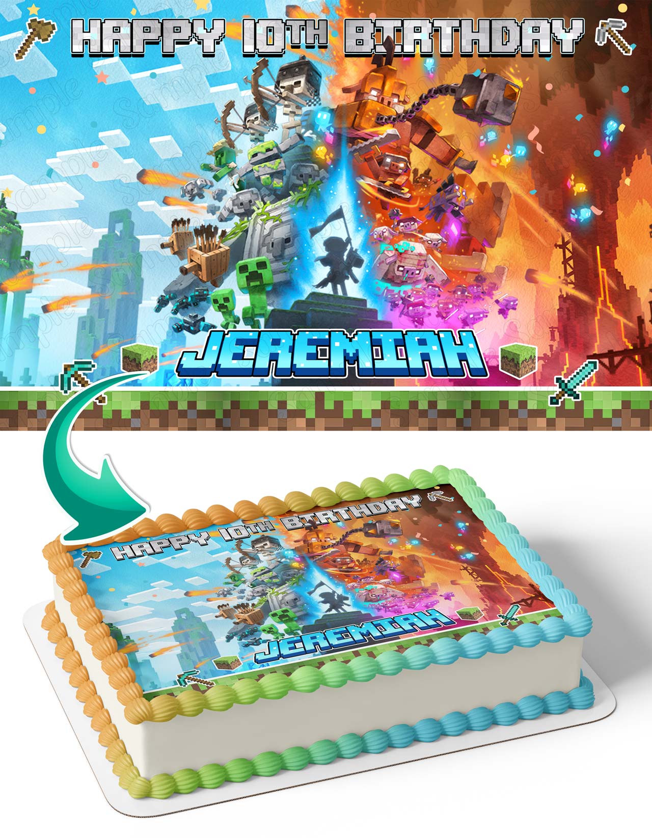 Mine Blocks Pixel Craft Legends AC Edible Cake Topper