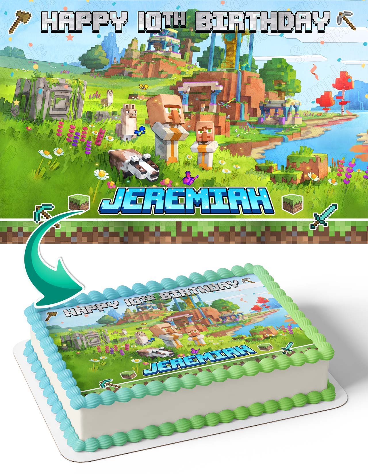 Mine Blocks Pixel Craft Legends CC Edible Cake Topper