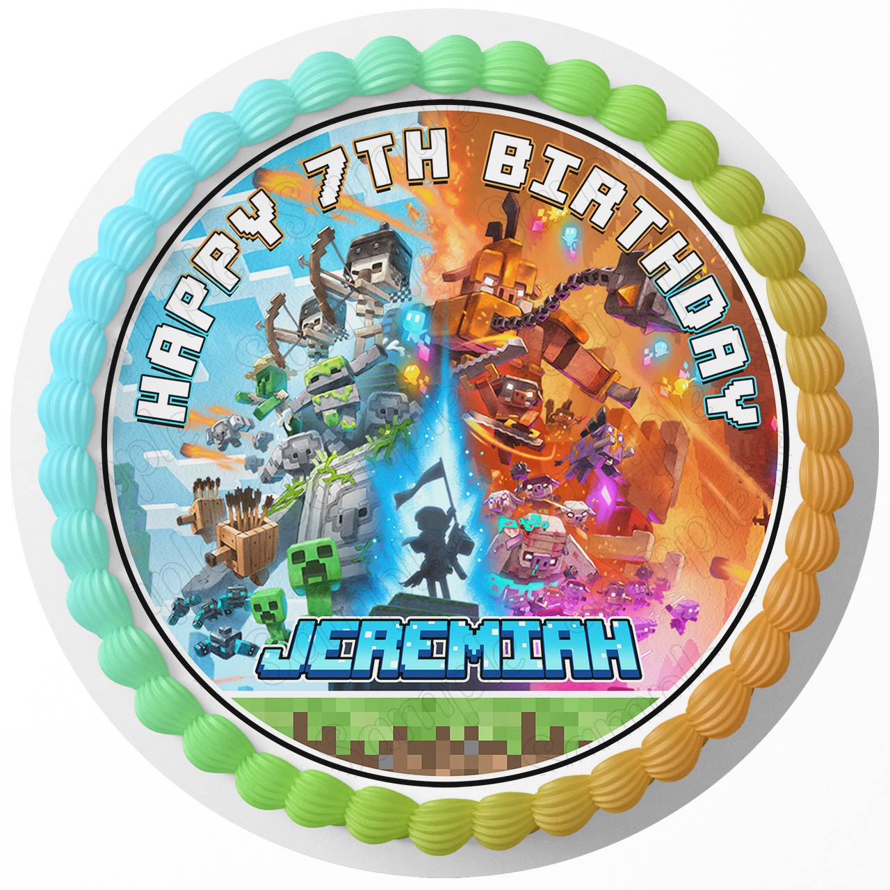 MineCraft Kids Blocks Game Legends GP Round – Icing Sheet Birthda - Personalized Edible Cake Topper | Custom Icing Sheet | Birthday Cake Decoration