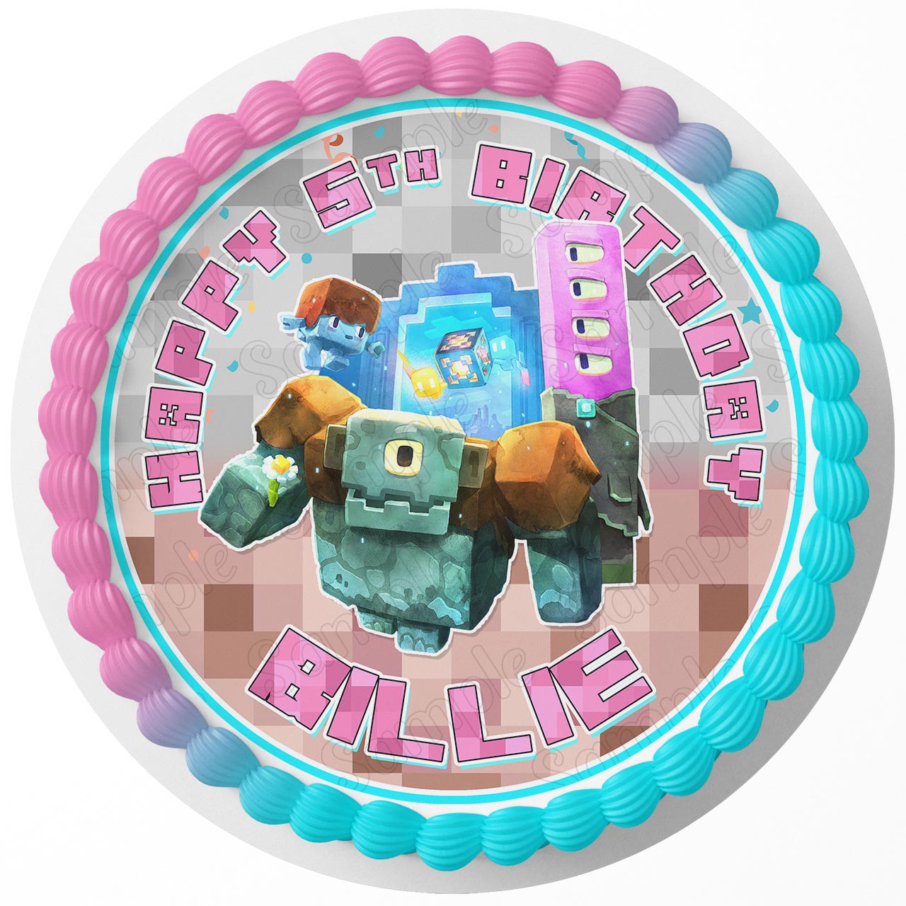 MineCraft Kids Blocks Game Legends PK Round – Icing Sheet Birthda - Personalized Edible Cake Topper | Custom Icing Sheet | Birthday Cake Decoration