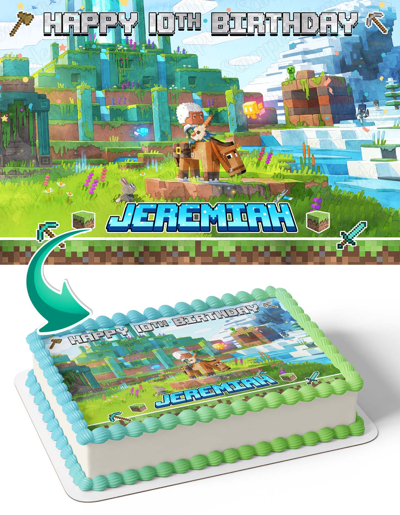 Mine Blocks Pixel Craft Legends TH Edible Cake Topper