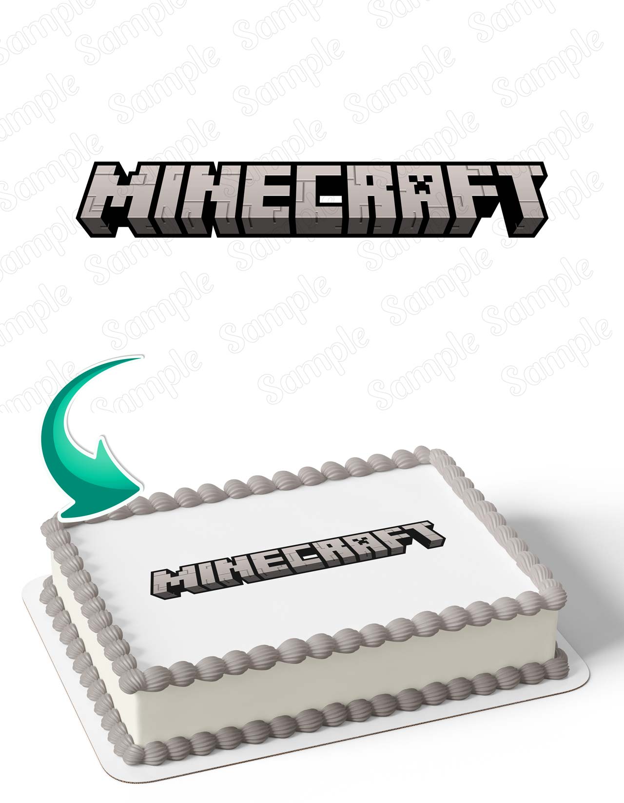 Mine Blocks Pixel Craft Logo Edible Cake Topper