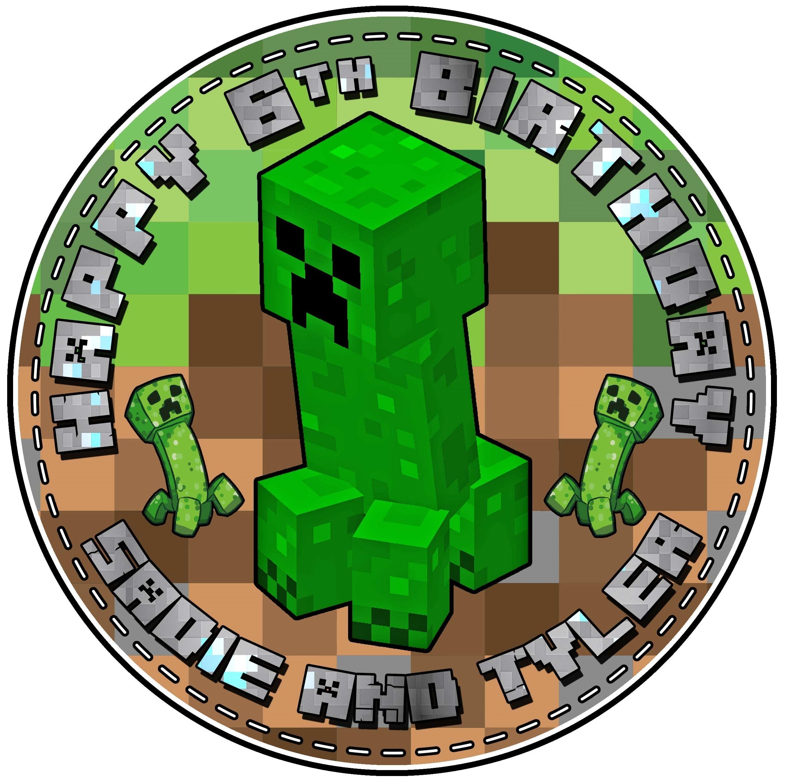 MineCraft Kids Blocks Game one Round – Icing Sheet Birthday - Personalized Edible Cake Topper | Custom Icing Sheet | Birthday Cake Decoration
