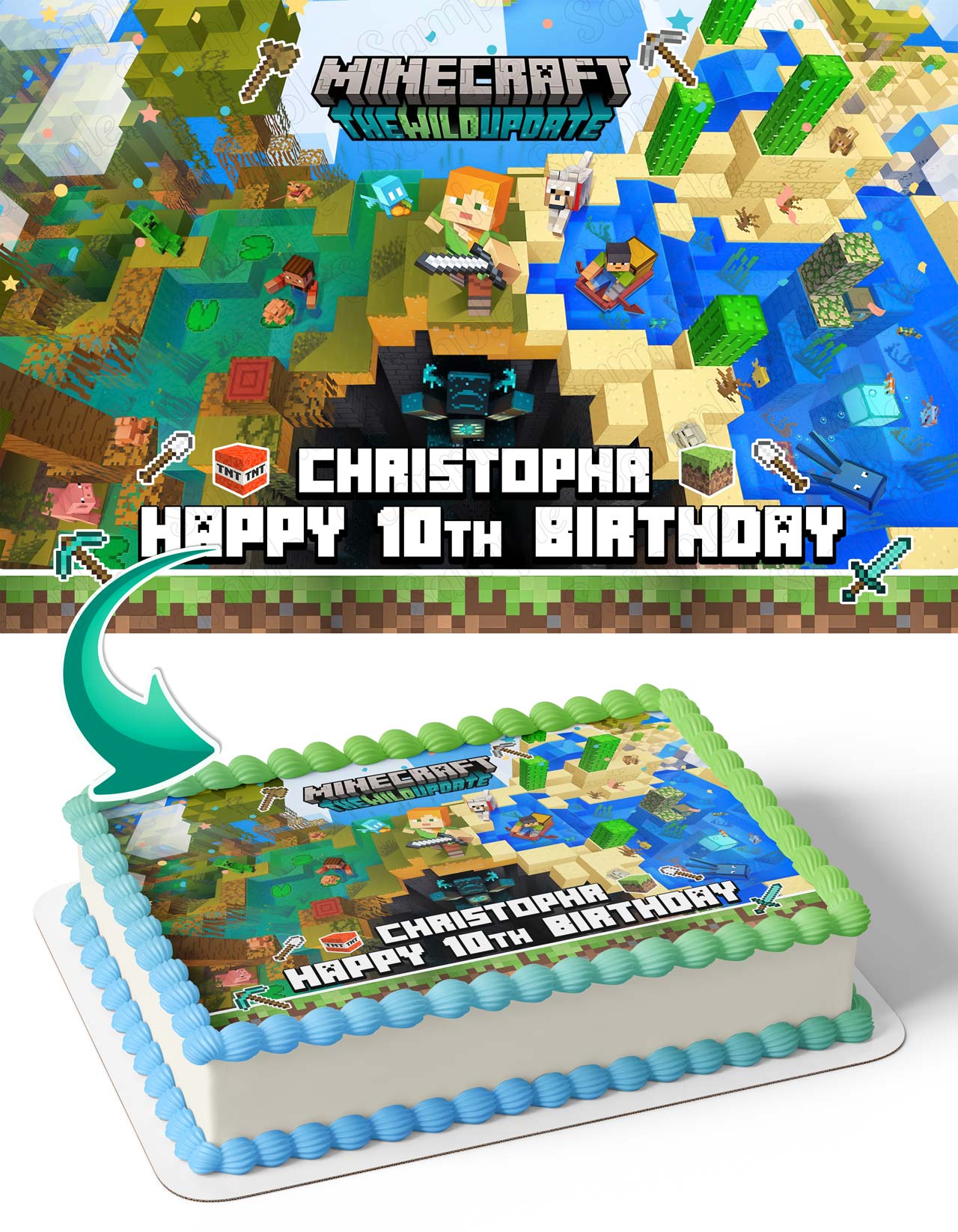Mine Blocks Pixel Craft The Wild Update Edible Cake Topper