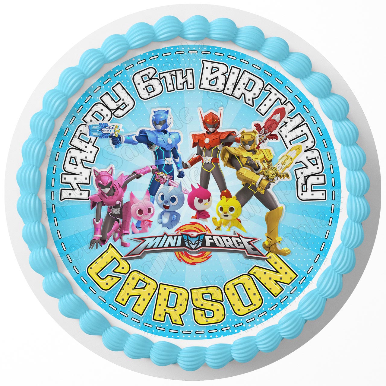 Miniforce Kids Round – Icing Sheet Birthday - Personalized Edible Cake Topper | Custom Icing Sheet | Birthday Cake Decoration | Photo Cake Image