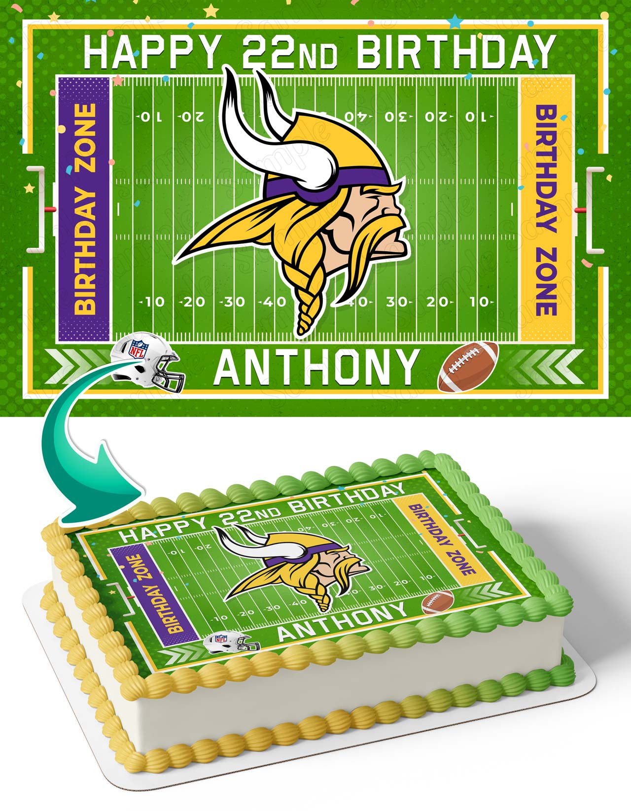 Minnesota Vikings Edible Cake Topper