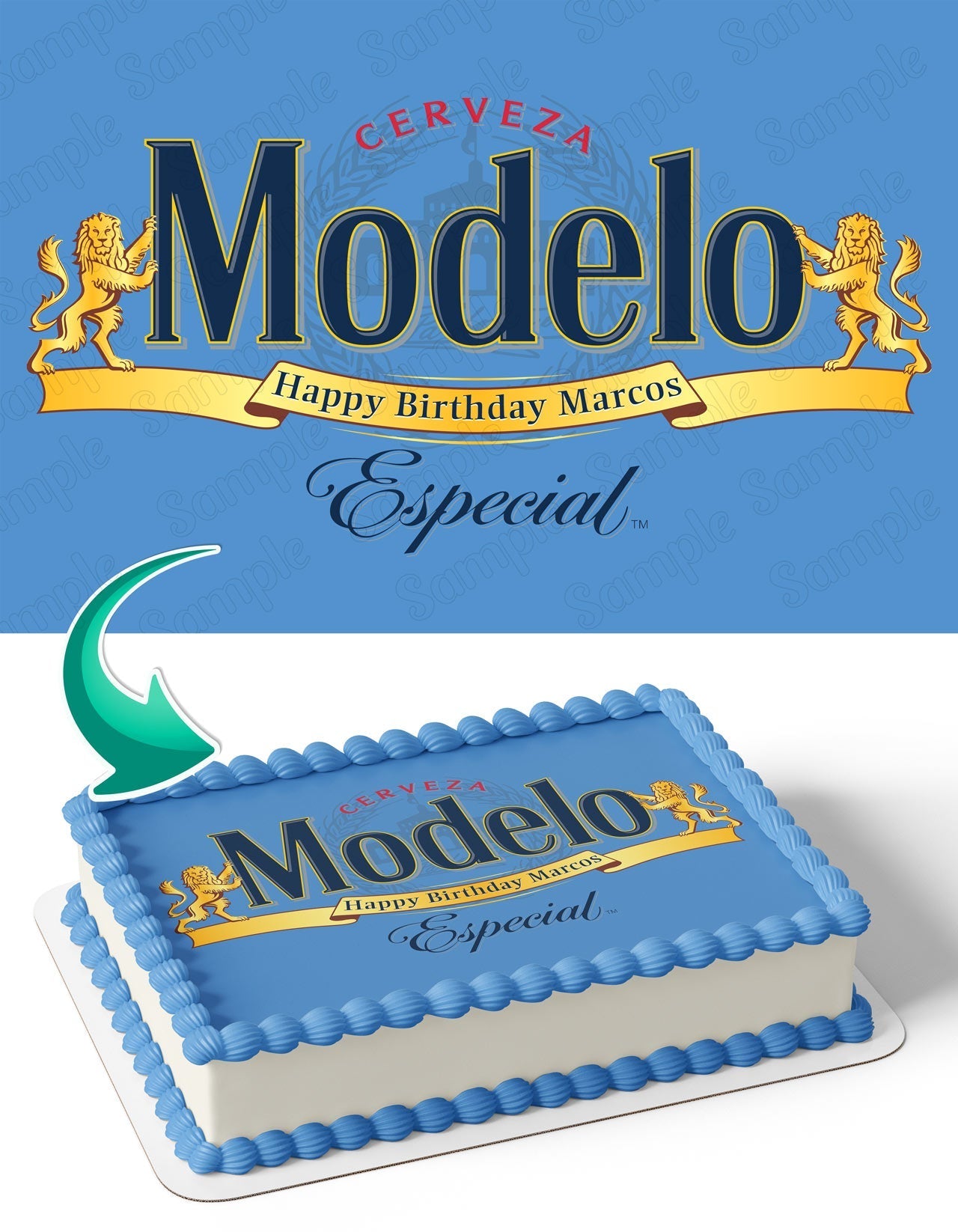 Modelo Beer Blue Edible Cake Topper