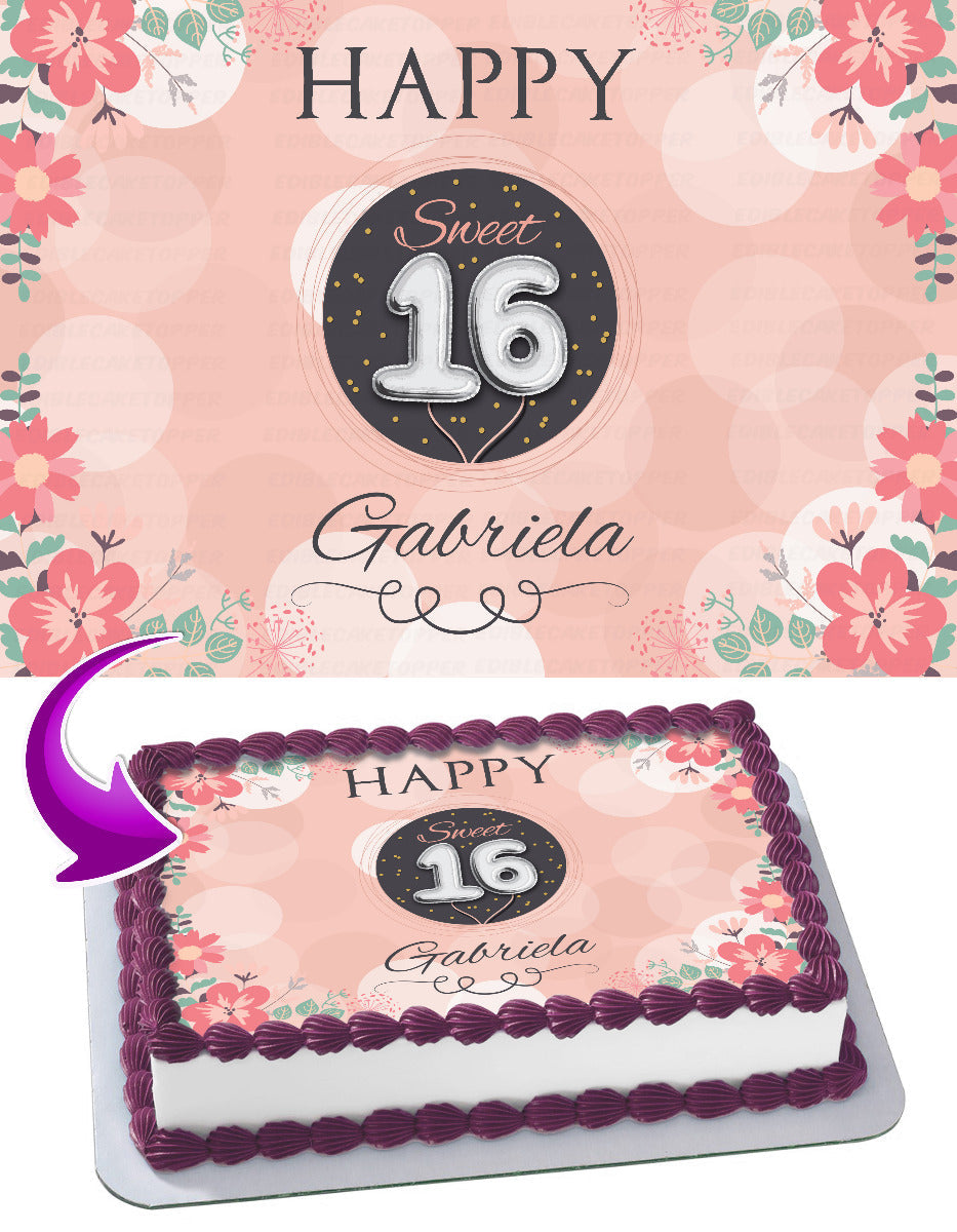 Happy Sweet 16 Edible Cake Topper