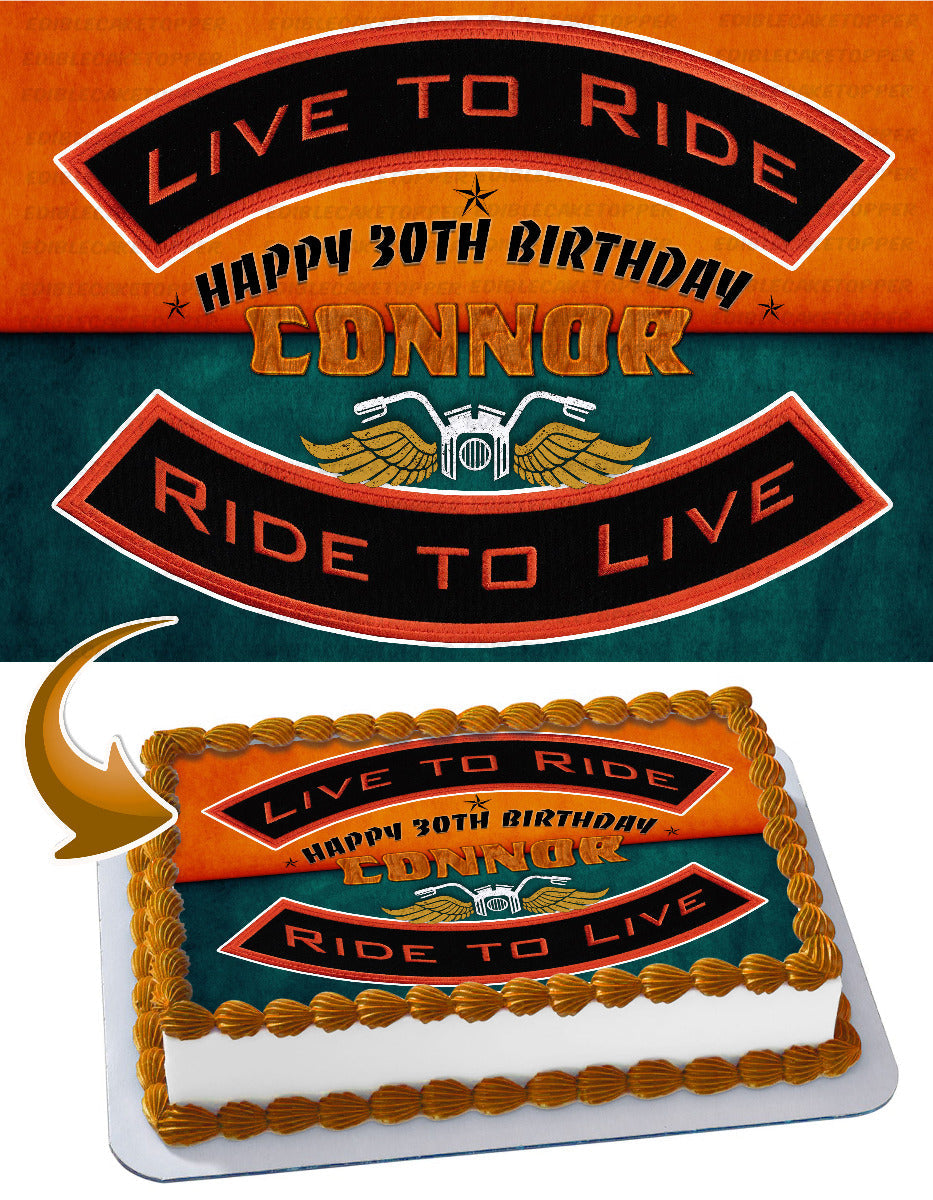 Ride To Live Live To Ride Harley Motorcycles Edible Cake Topper