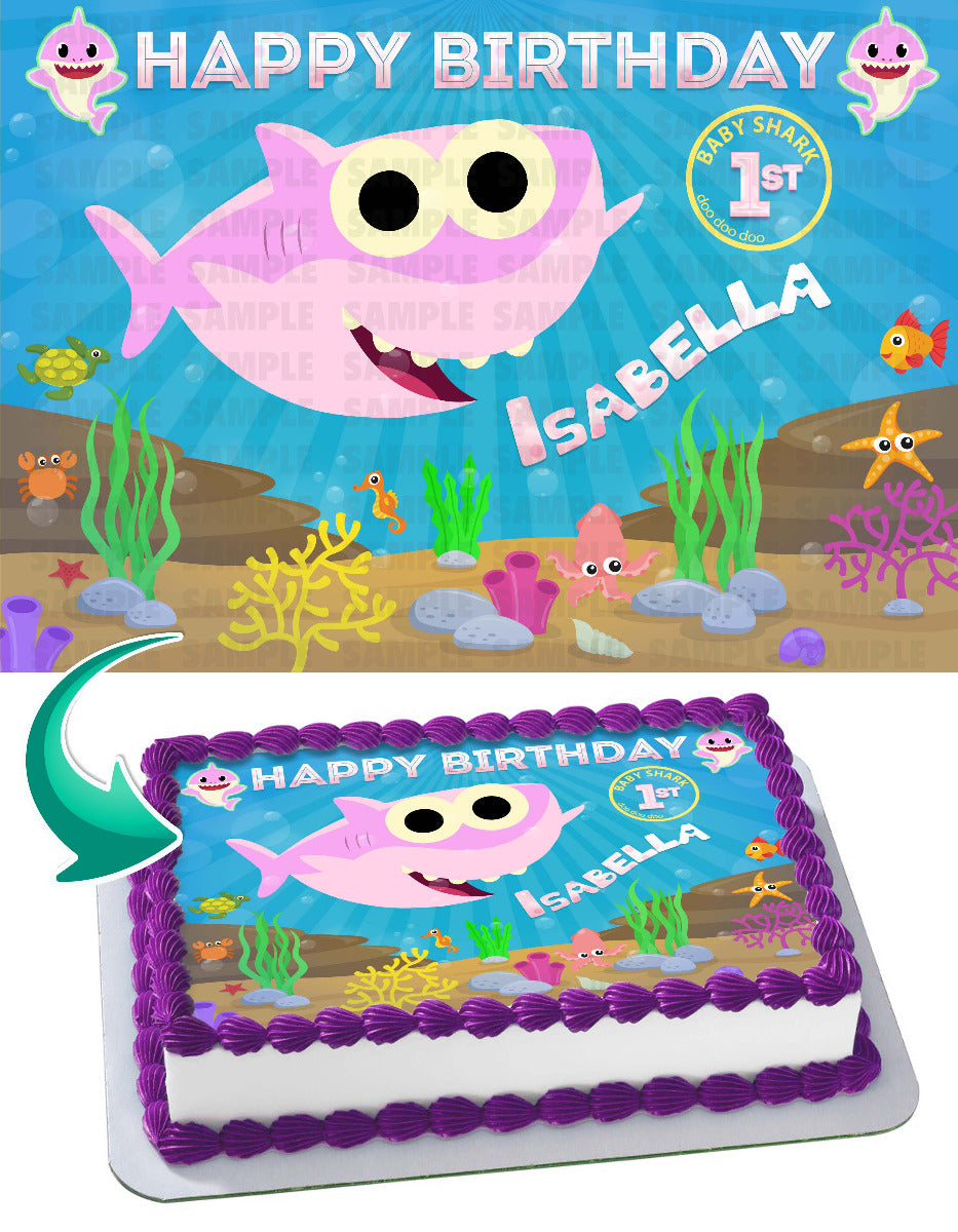 Baby Shark Girl Edible Cake Topper