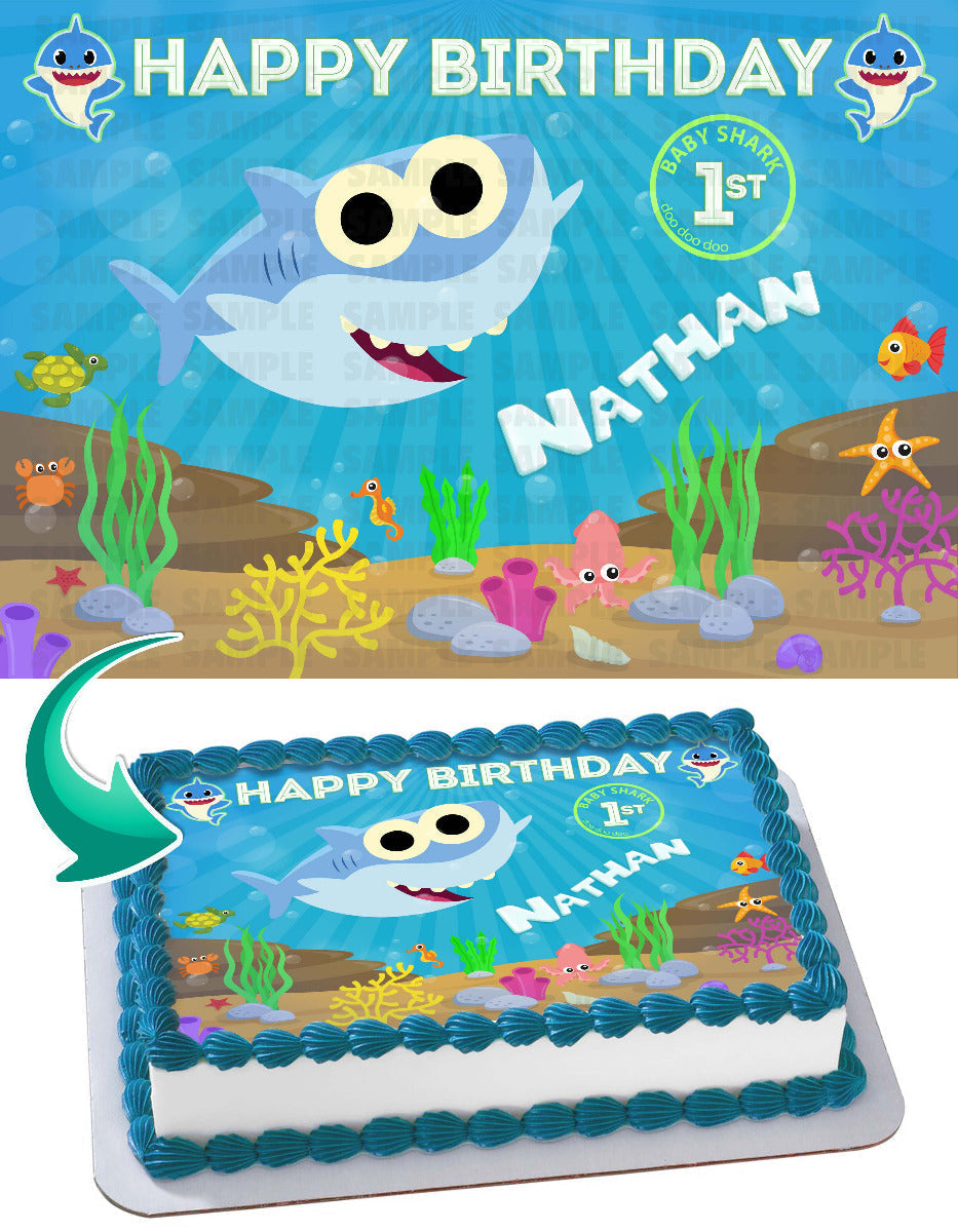 Baby Shark Boy Edible Cake Topper