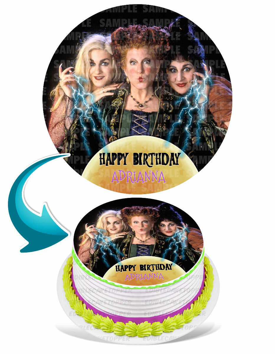 Hocus Pocus Round – Icing Sheet Birthday - Personalized Edible Cake Topper | Custom Icing Sheet | Birthday Cake Decoration | Photo Cake Image