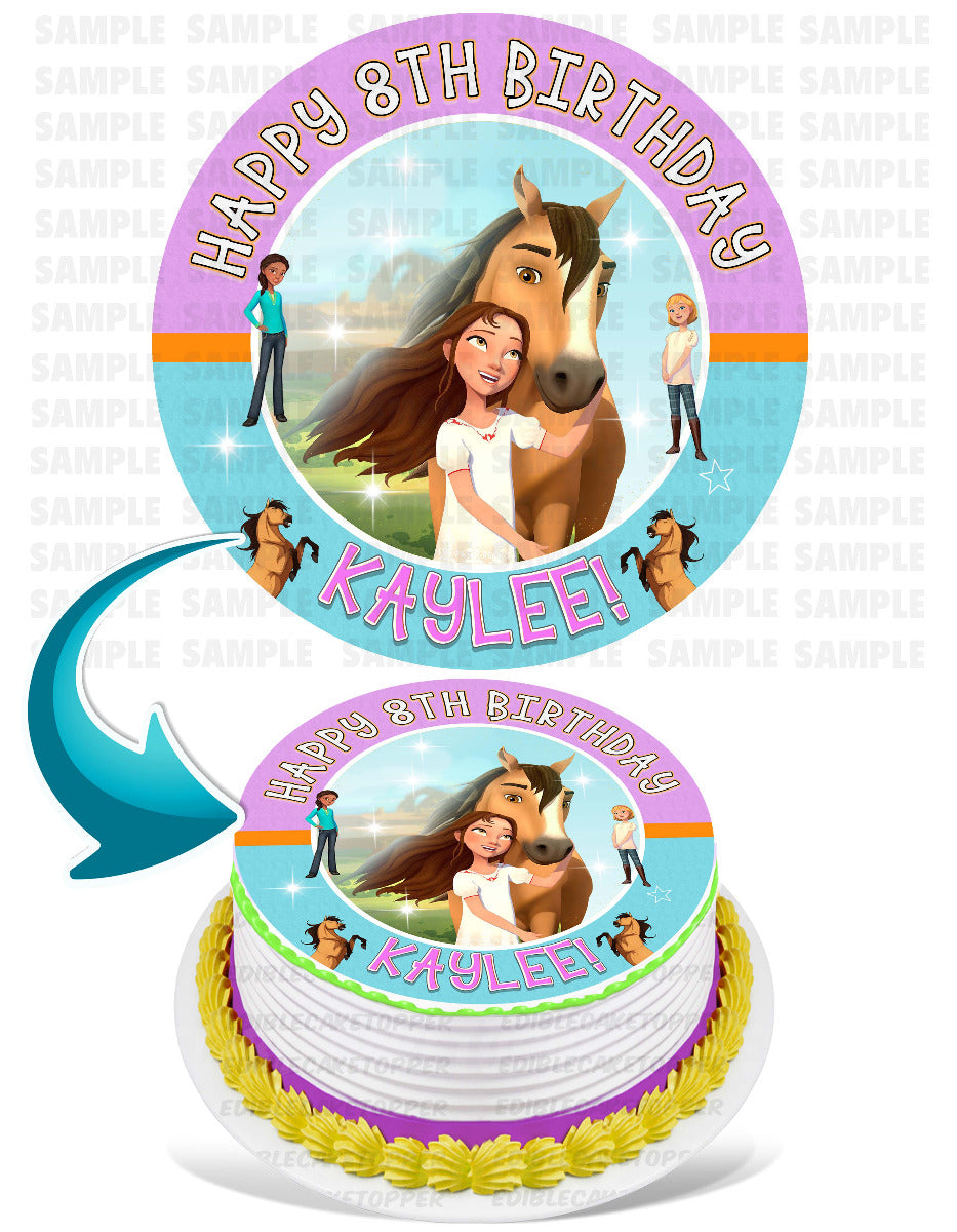 Spirit Riding Free Round – Icing Sheet Birthday - Personalized Edible Cake Topper | Custom Icing Sheet | Birthday Cake Decoration