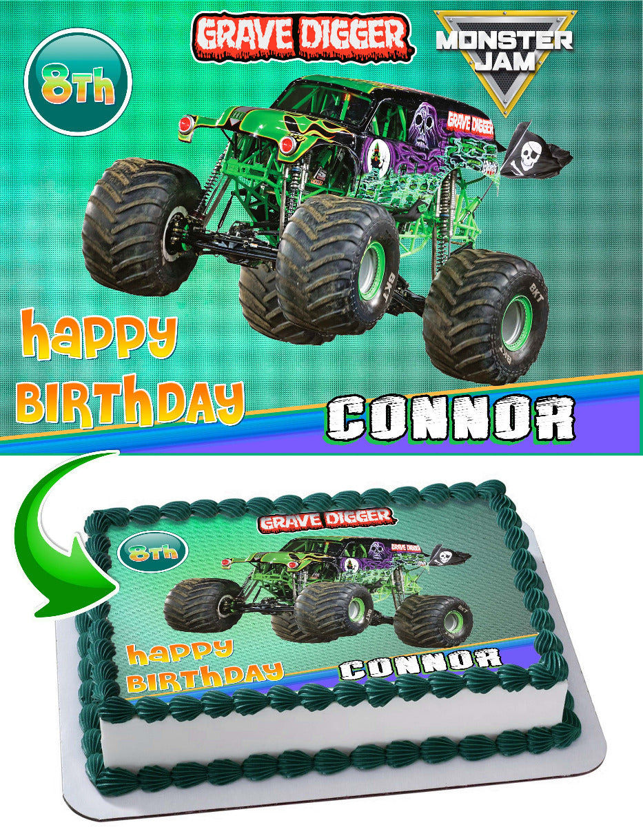 Grave Digger Edible Cake Topper