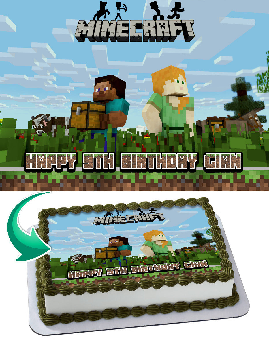 Mine Blocks Pixel Craft 2 Edible Cake Topper