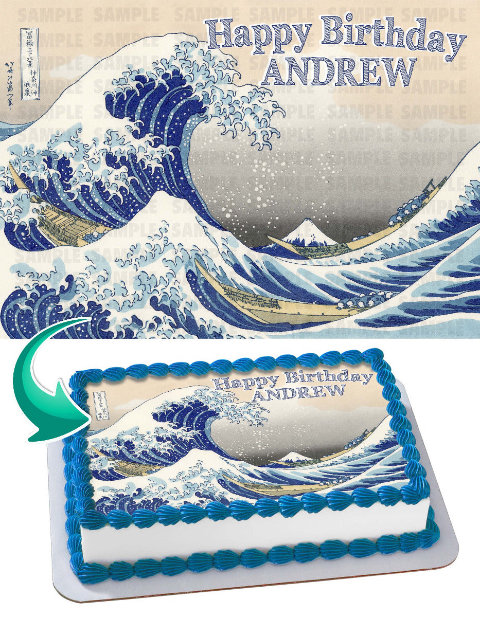 The Great Wave off Kanagawa Edible Cake Topper