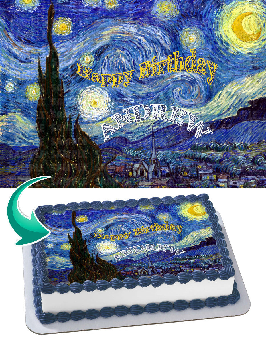 The Starry NightVincent van Gogh Edible Cake Topper