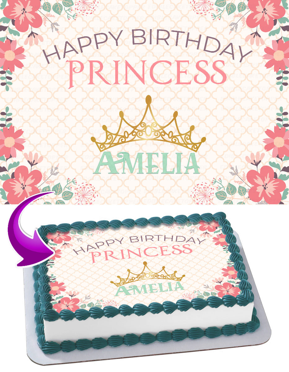 Happy Birthday Princess Edible Cake Topper